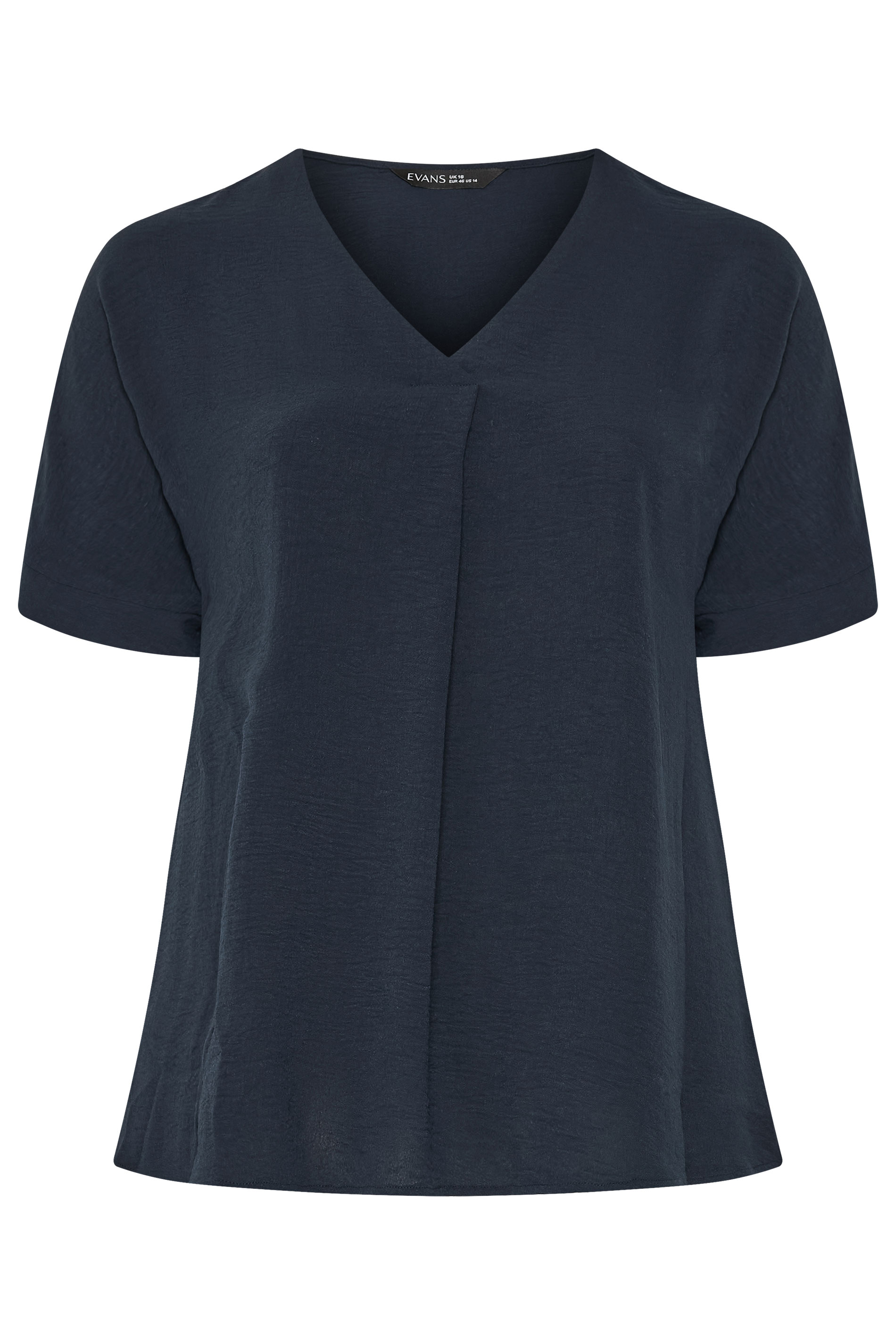 EVANS Plus Size Navy Blue Front Pleat Blouse | Evans 5