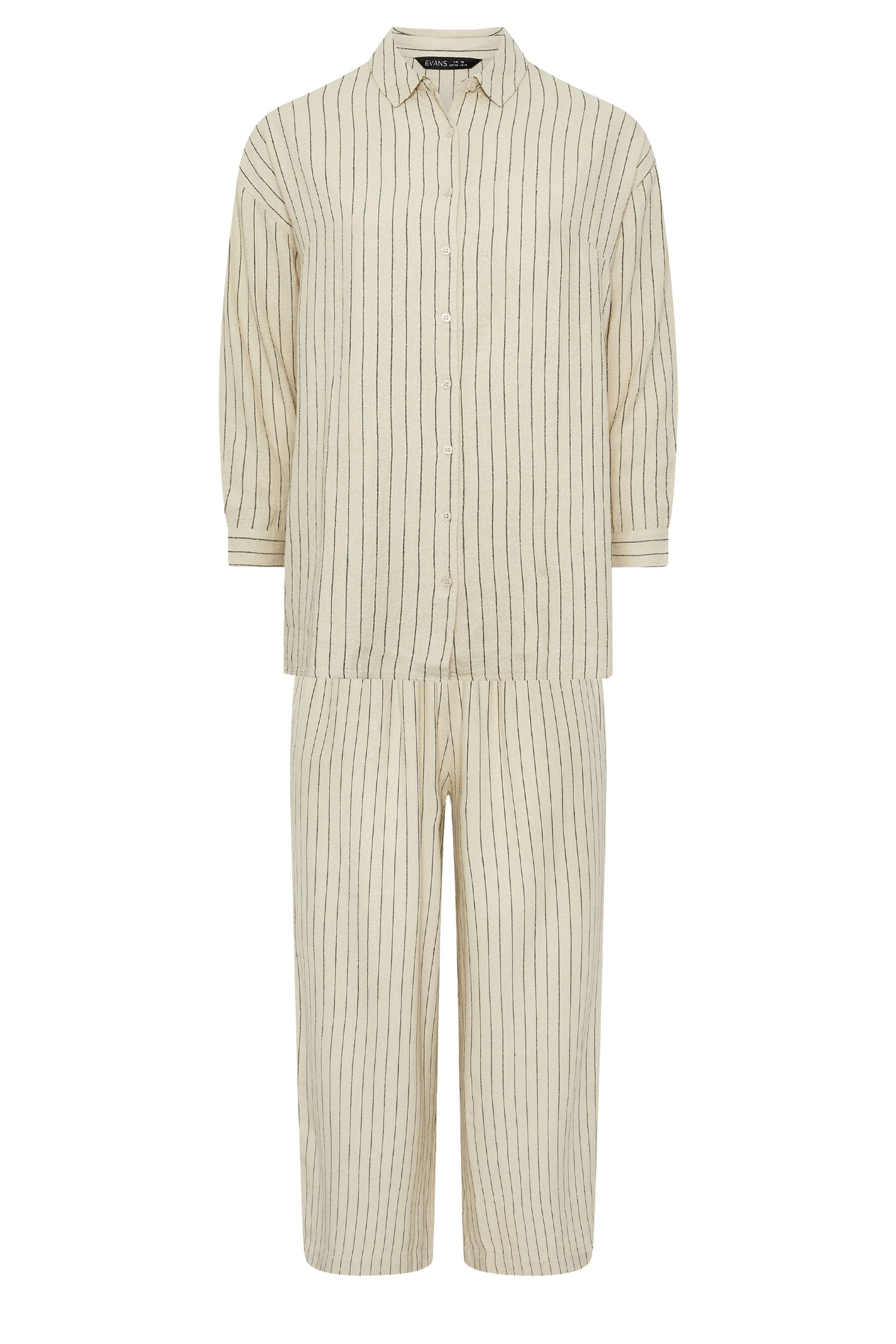 EVANS Curve Set Natural Brown Stripe Shirt & Trouser | Evans 7