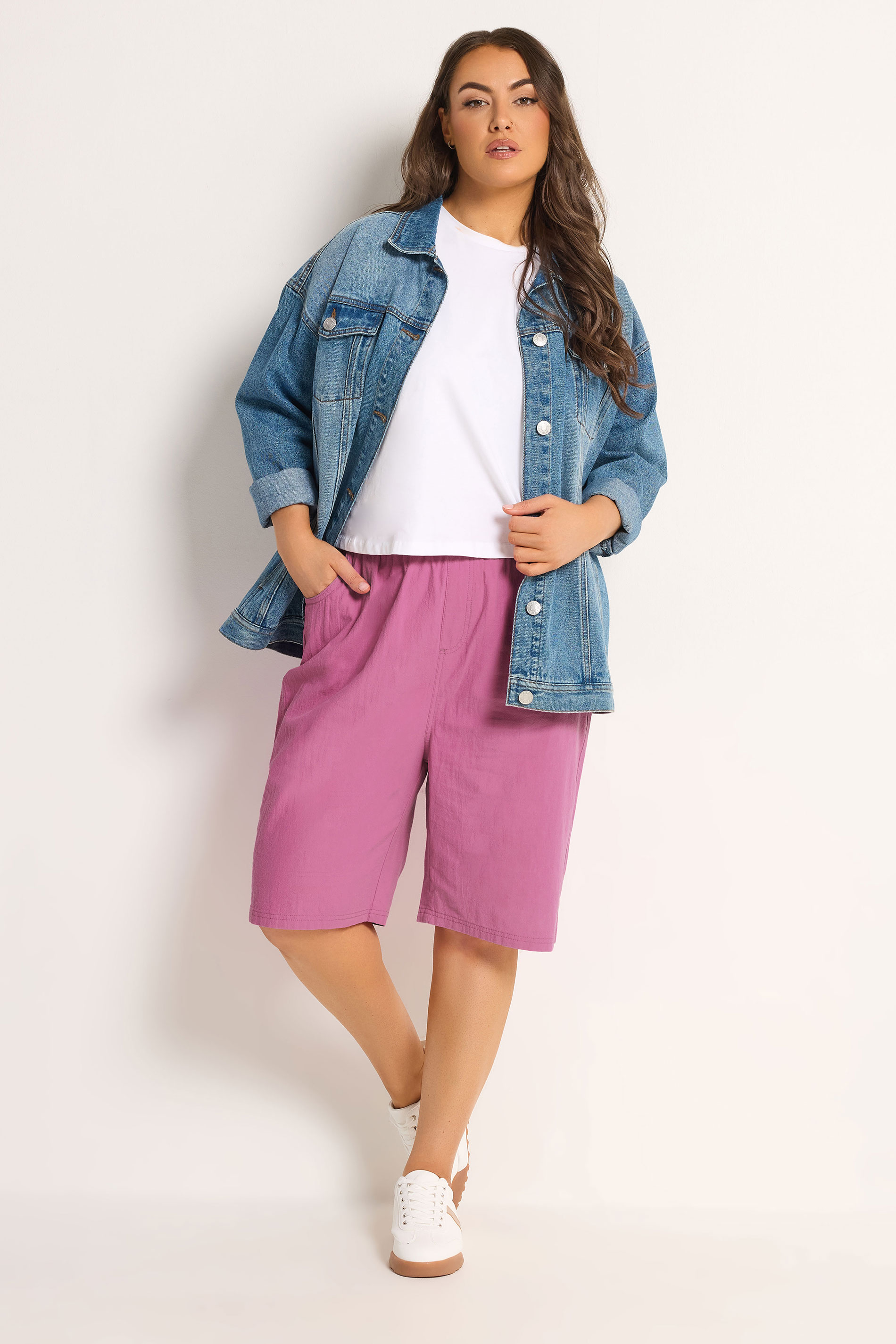 YOURS Plus Size Bright Pink Cool Cotton Shorts | Yours Clothing 1