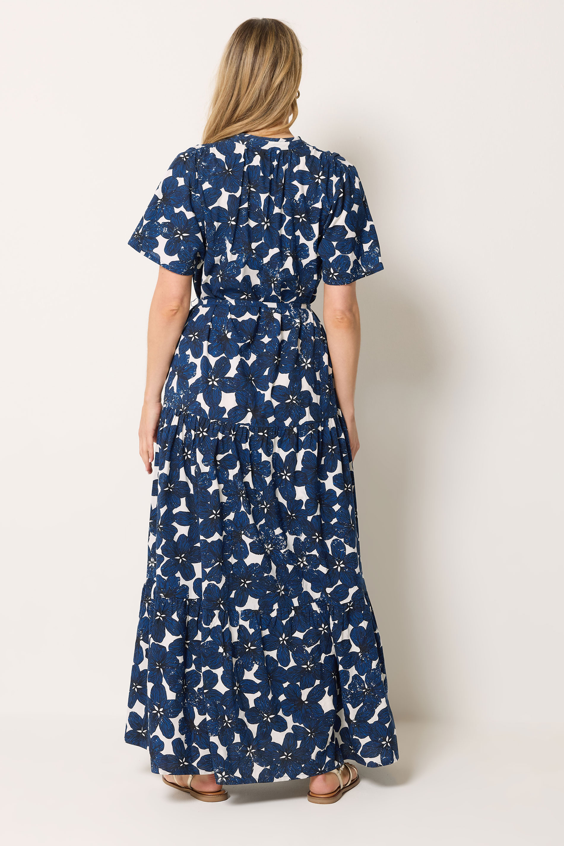 LTS Tall Women's Indigo Blue Floral Tie Waist Maxi Dress | Long Tall Sally 4
