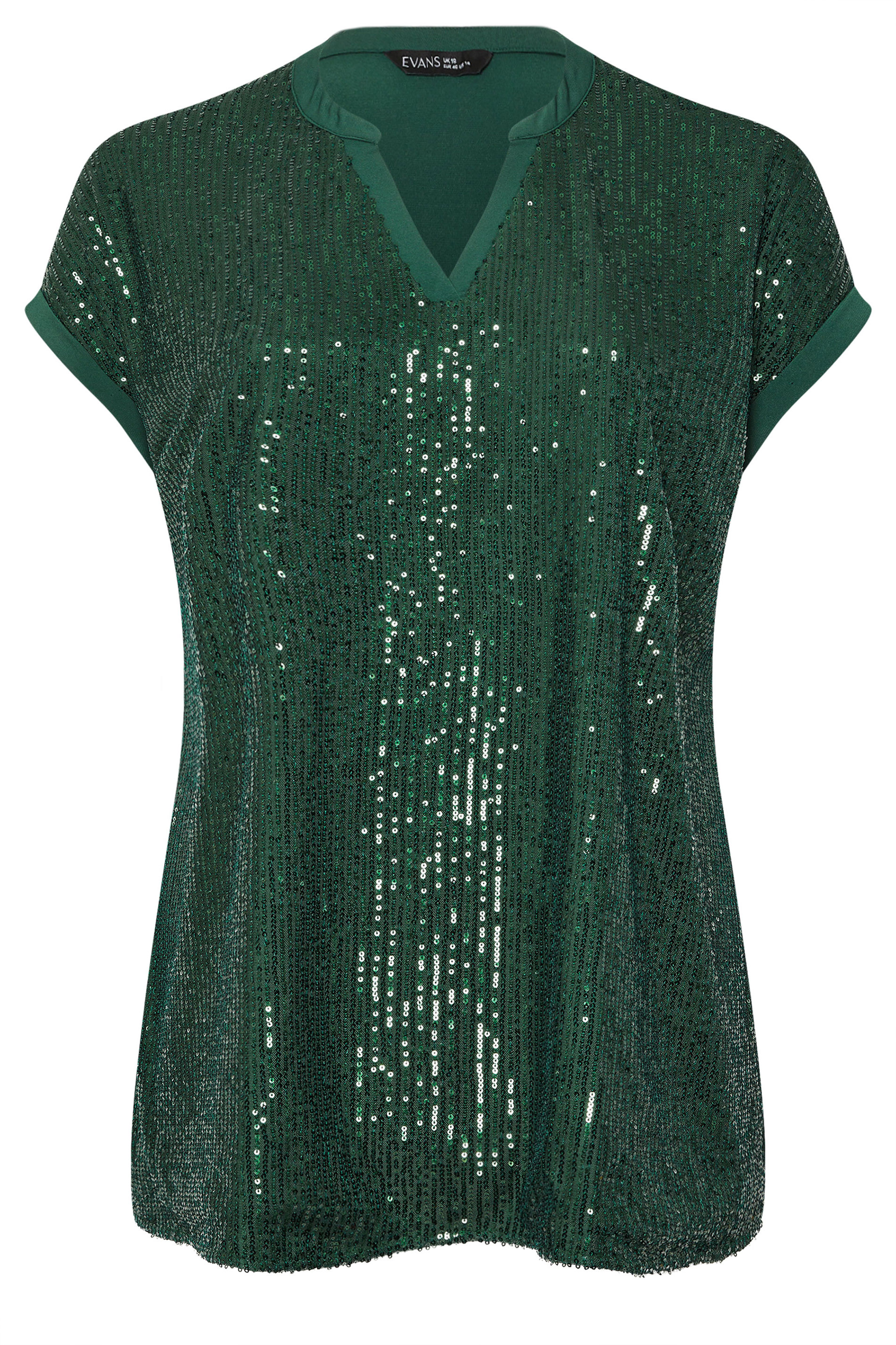 EVANS Plus Size Green Sequin Embellished Top | Evans 5