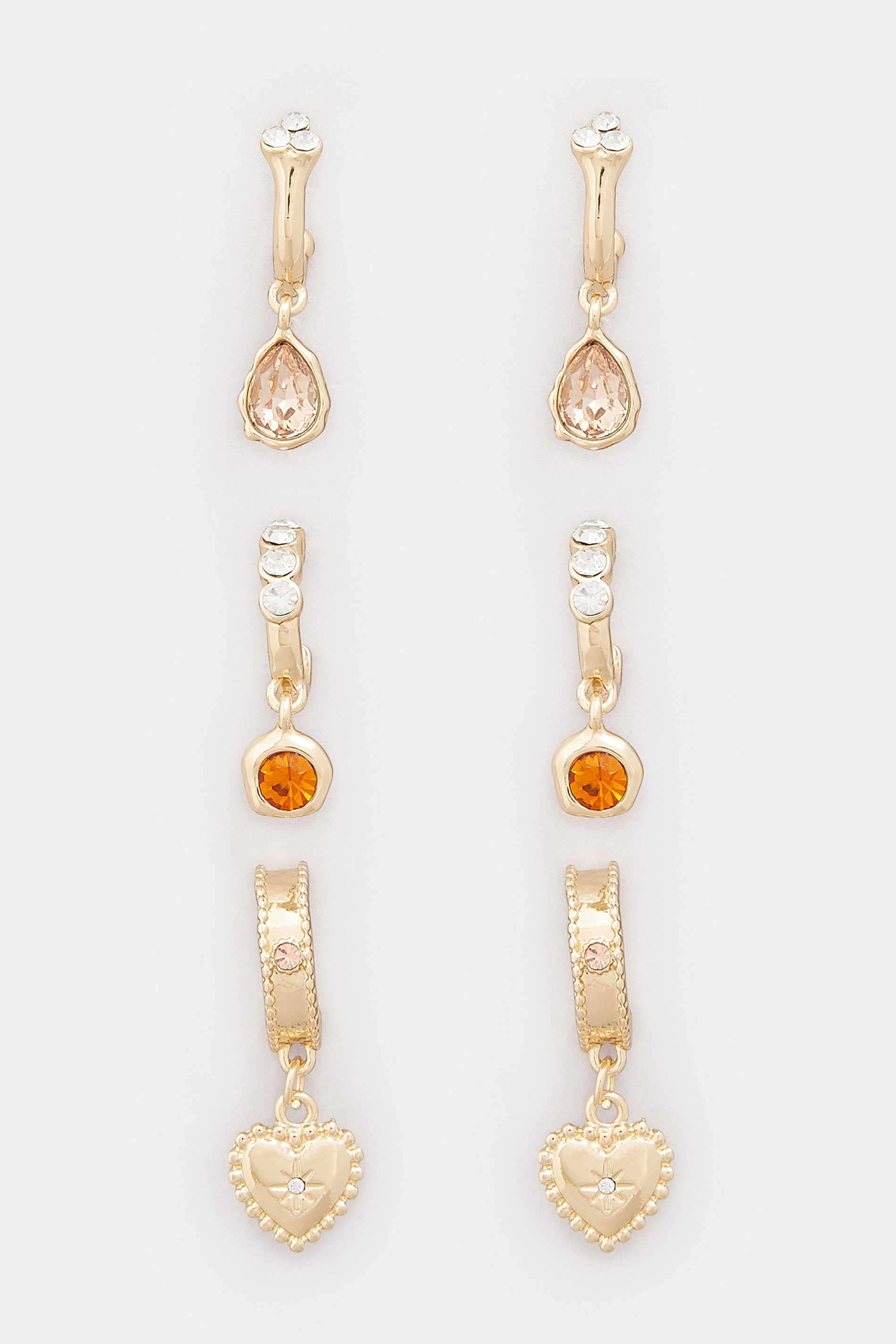 YOURSET 3 PACK Gold Tone Diamante Hoop Set | Yours Clothing 3