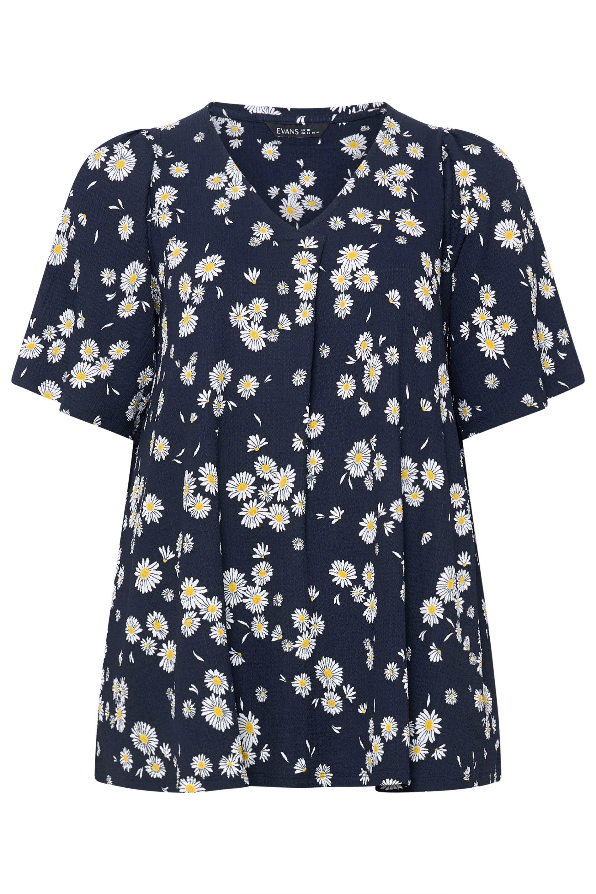 EVANS Plus Size Navy Blue Daisy Pleat Front Top | Evans 5