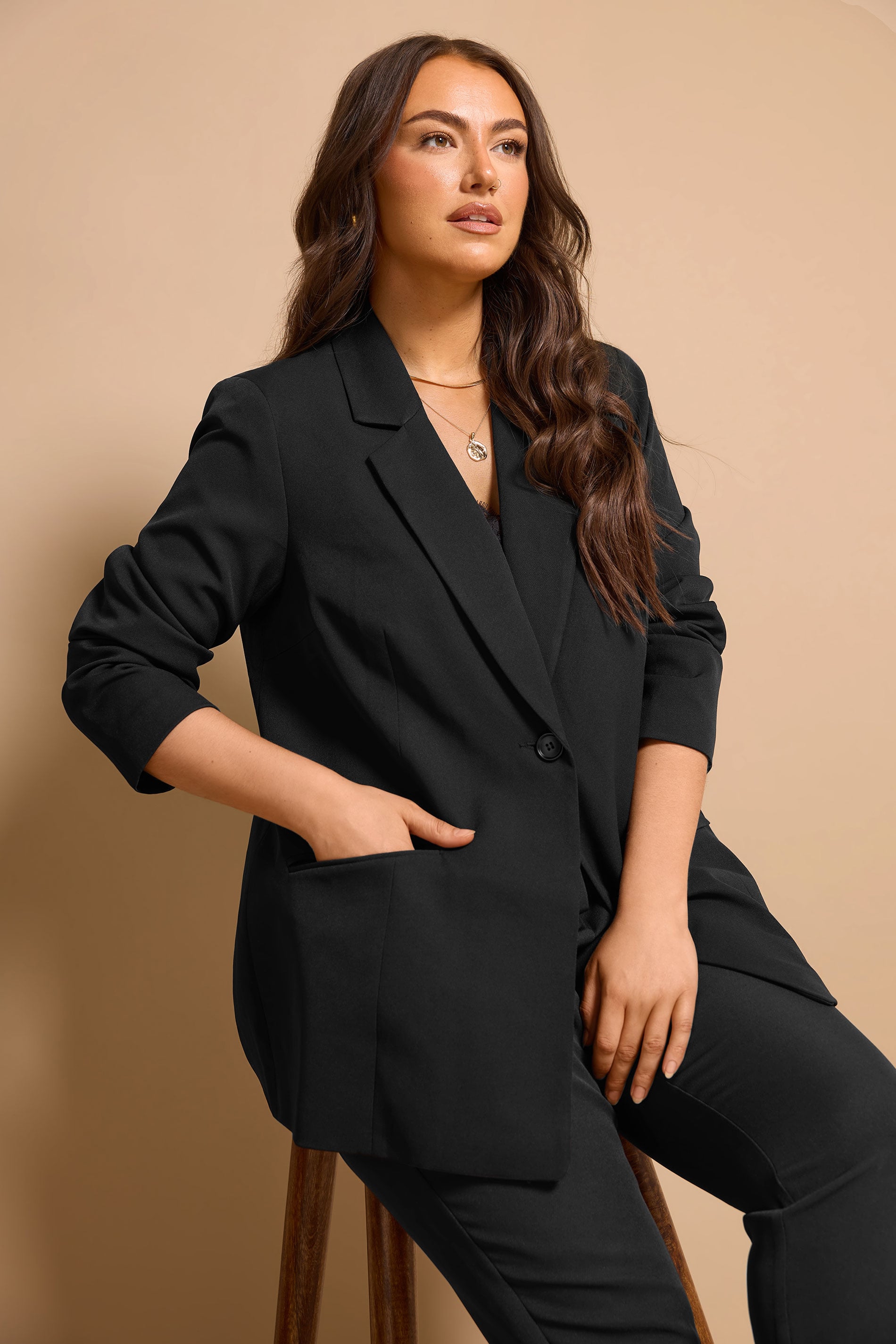 EVANS Plus Size Black Single Breasted Blazer | Evans 3