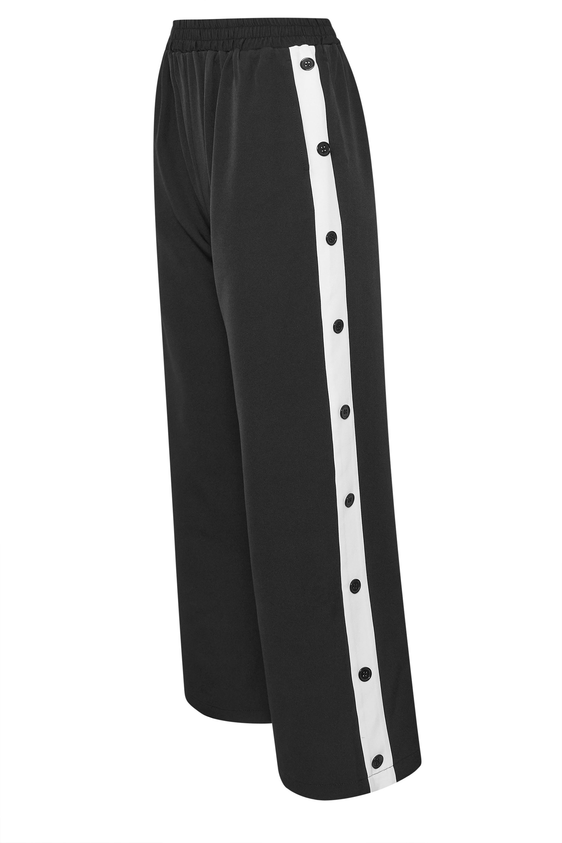 PixieGirl Petite Womens Black Contrast Stripe Wide Leg Trousers | PixieGirl 6
