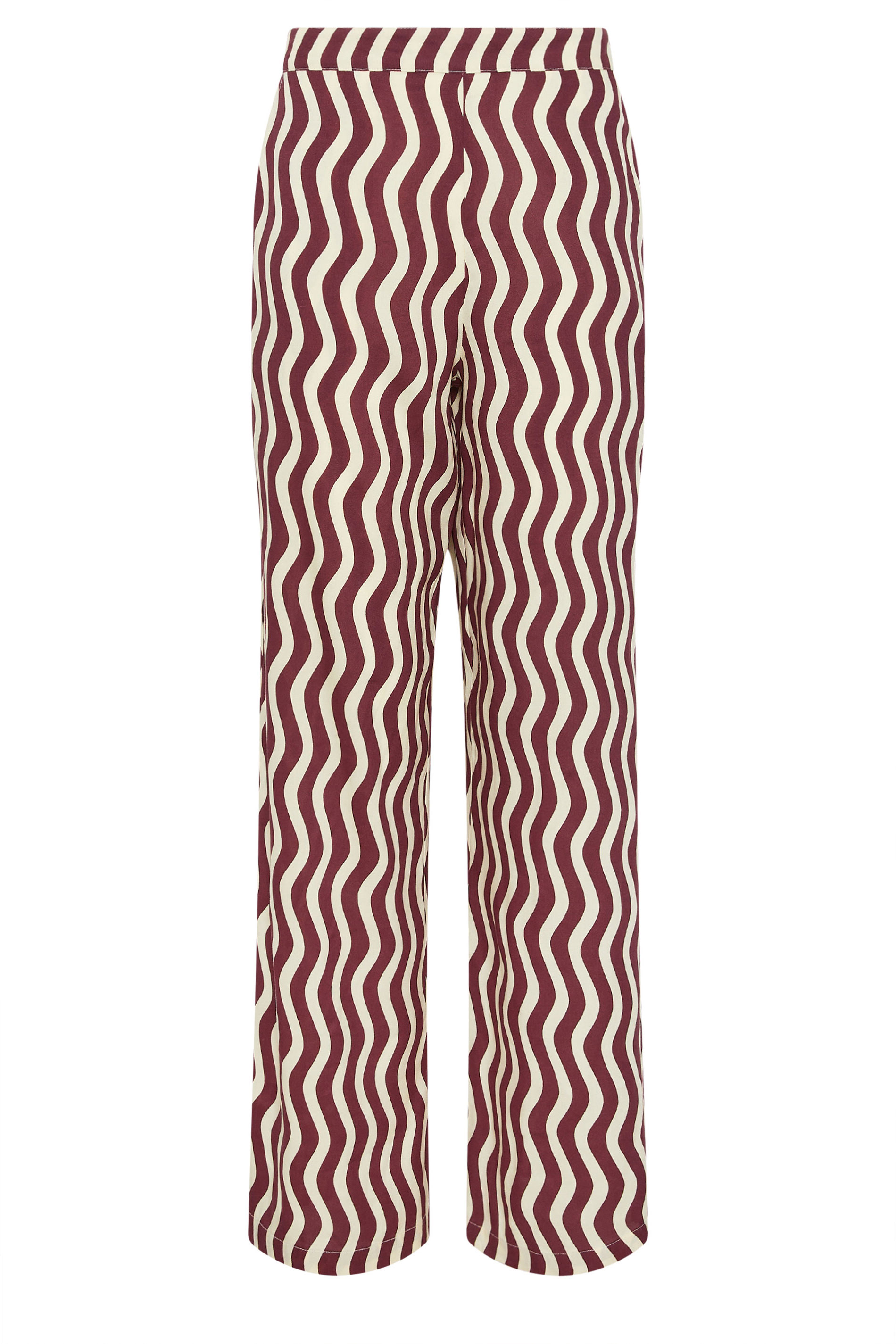 LTS Tall Burgundy Red Wavy Print Wide Leg Trousers | Long Tall Sally 5
