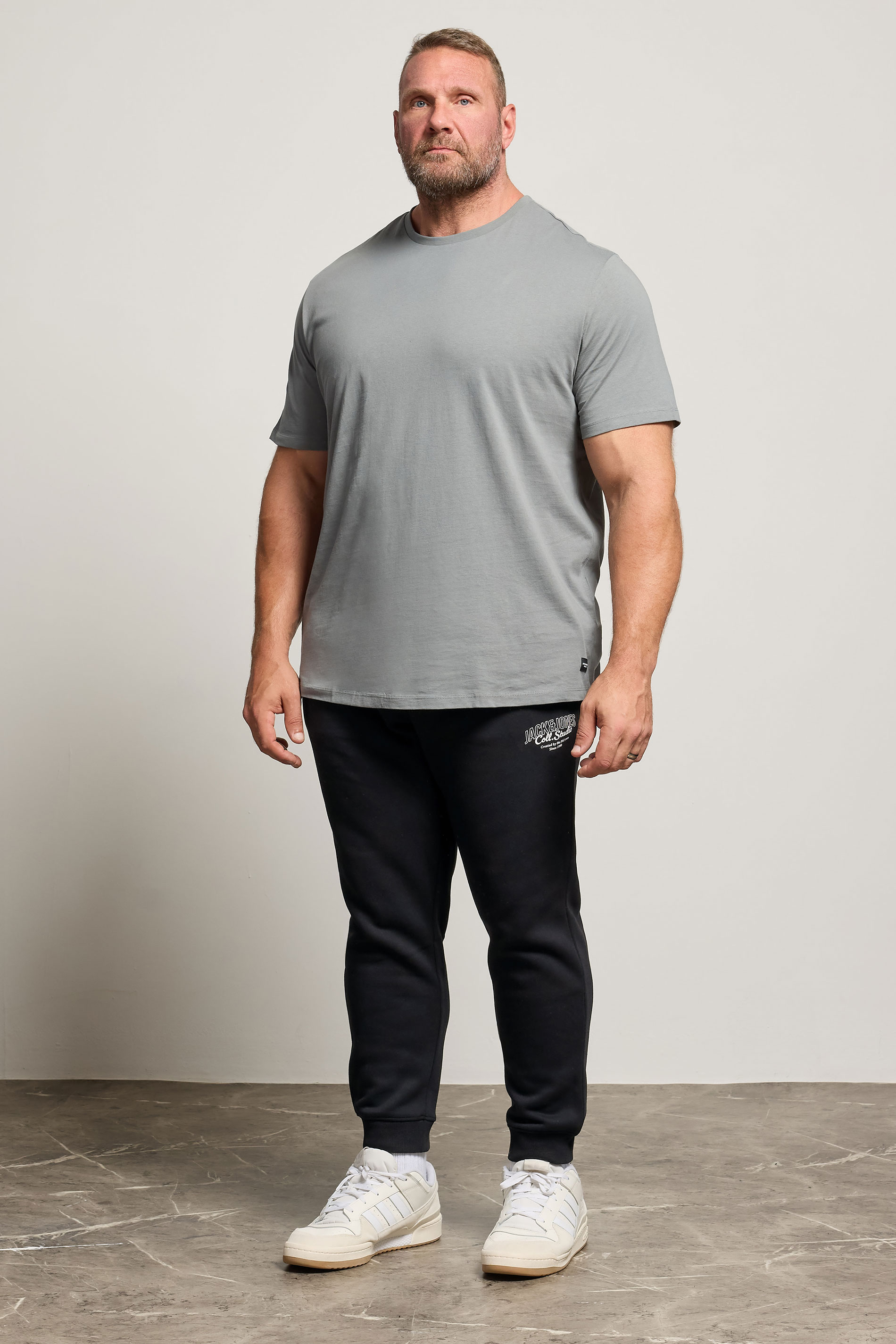 JACK & JONES Big & Tall Black Printed Joggers | BadRhino 1