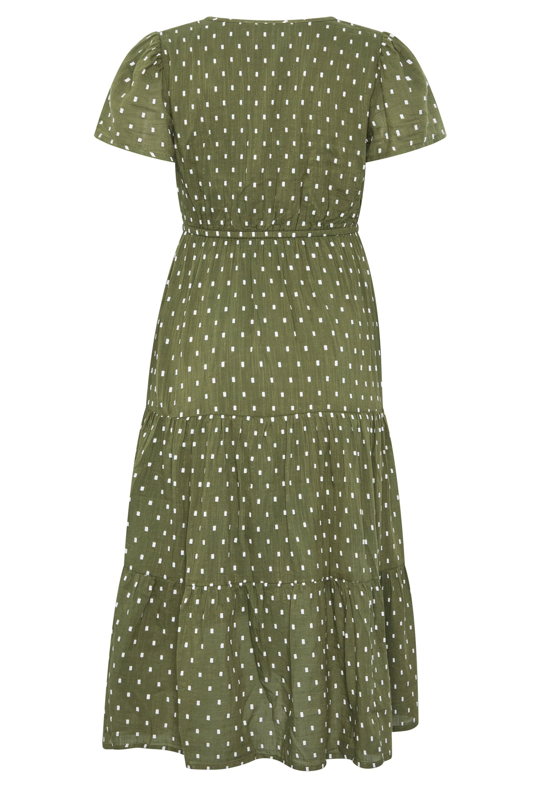 M&Co Petite Khaki Green Dobby Tiered Maxi Dress | M&Co 2