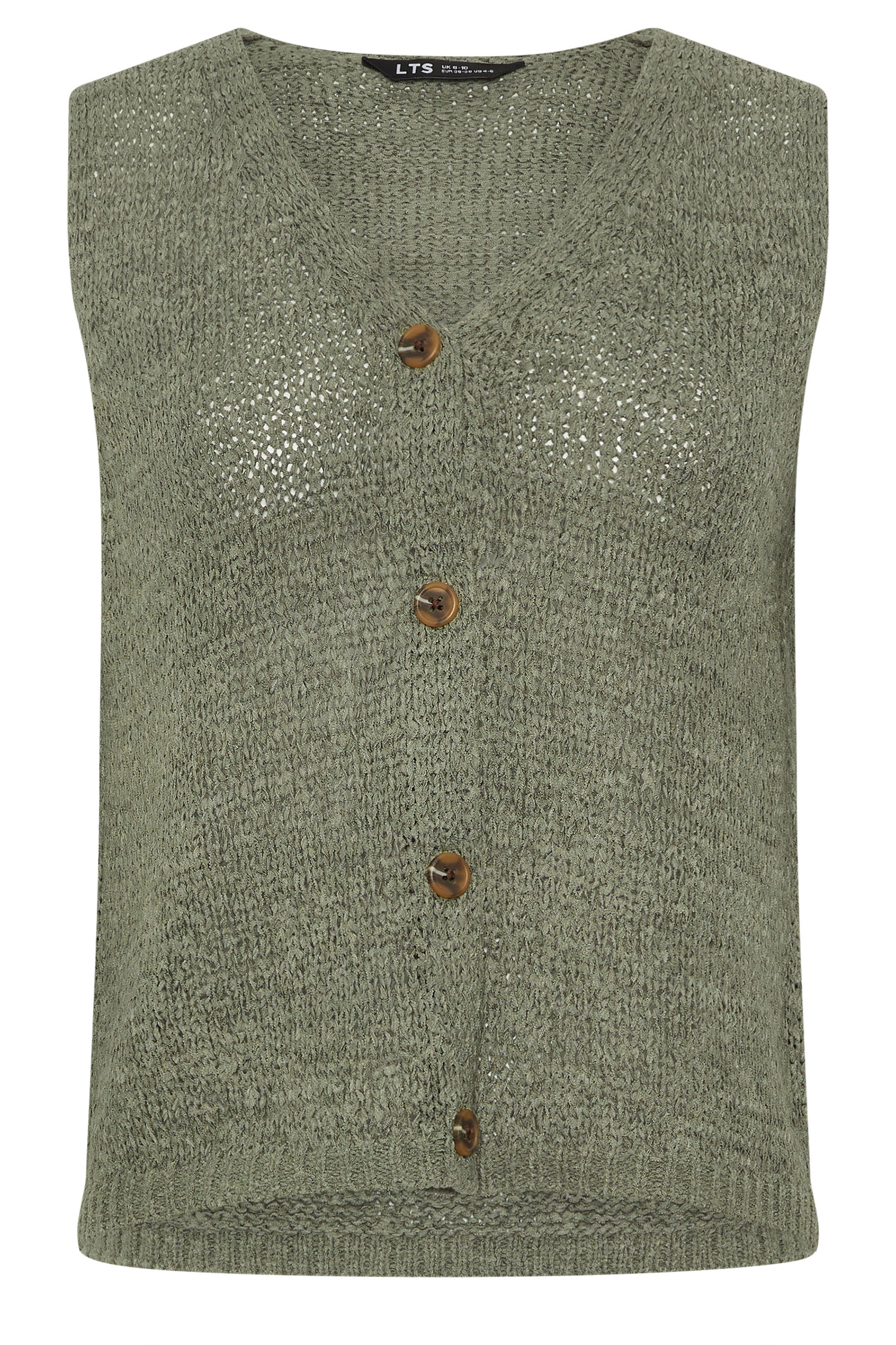 LTS Tall Women's Sage Green Button Knitted Vest Top | Long Tall Sally 6