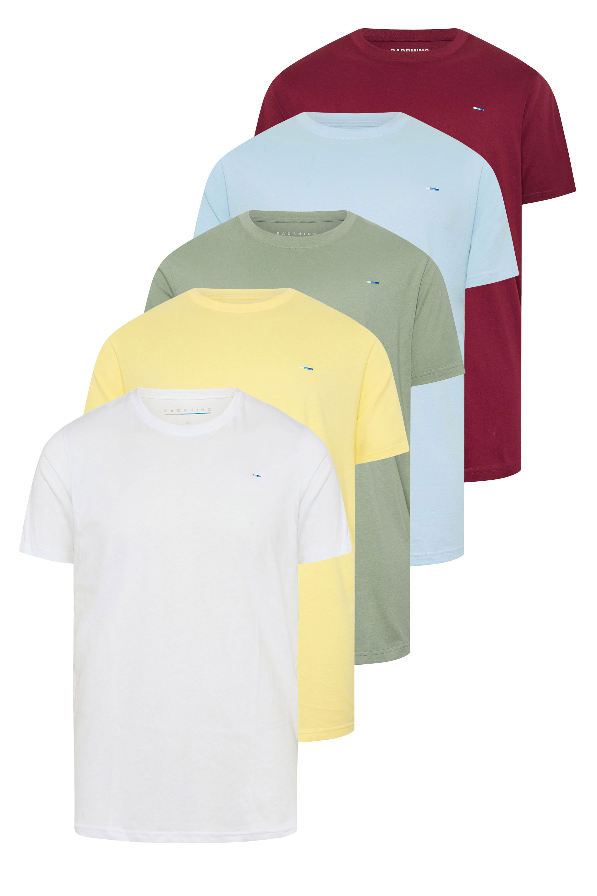 BadRhino Big & Tall 5 PACK Yellow/Green/Blue/Red/White Extra Long T-Shirts | BadRhino 3