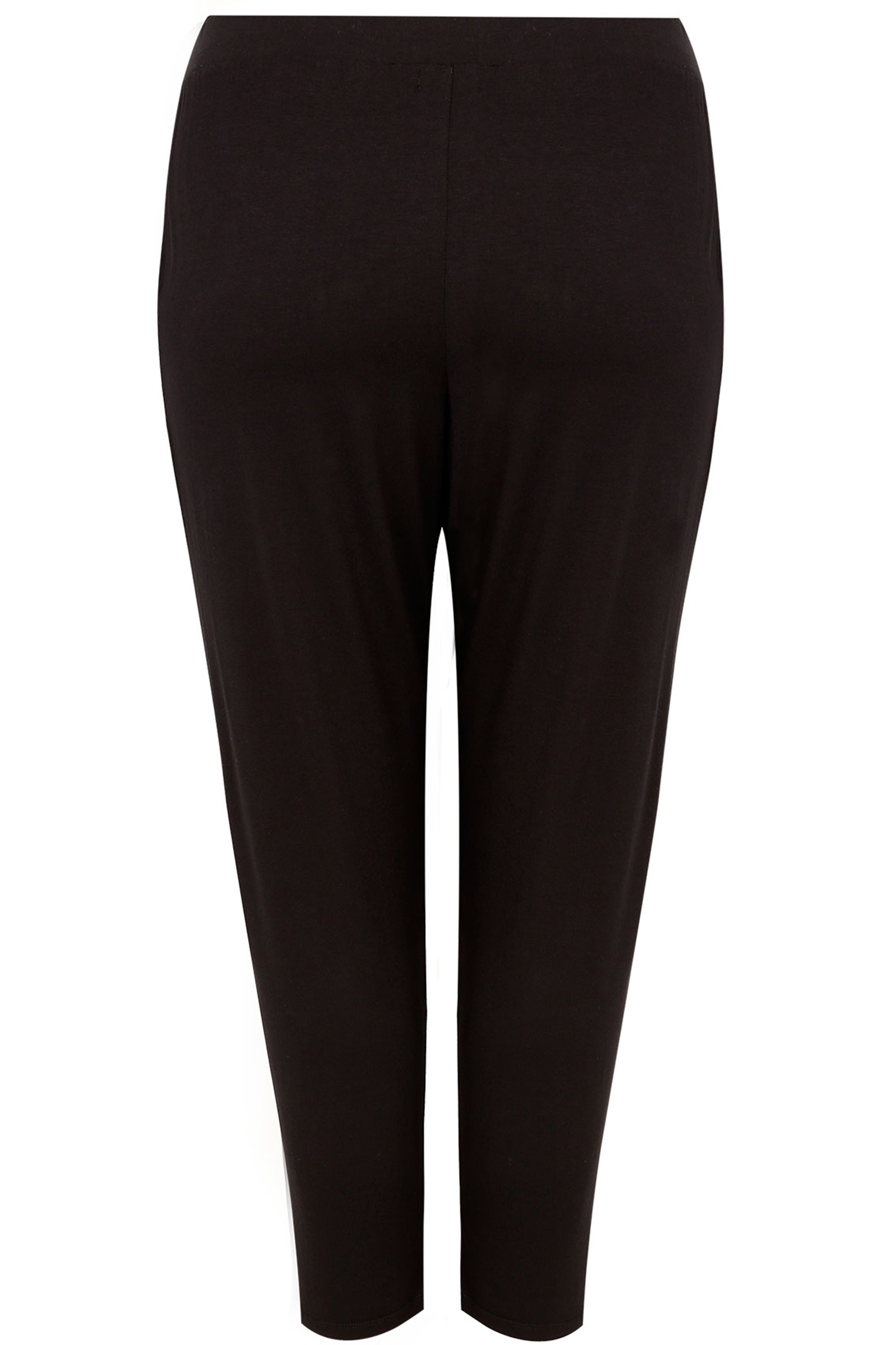 Plus Size Black Double Pleat Jersey Stretch Joggers | Yours Clothing 6