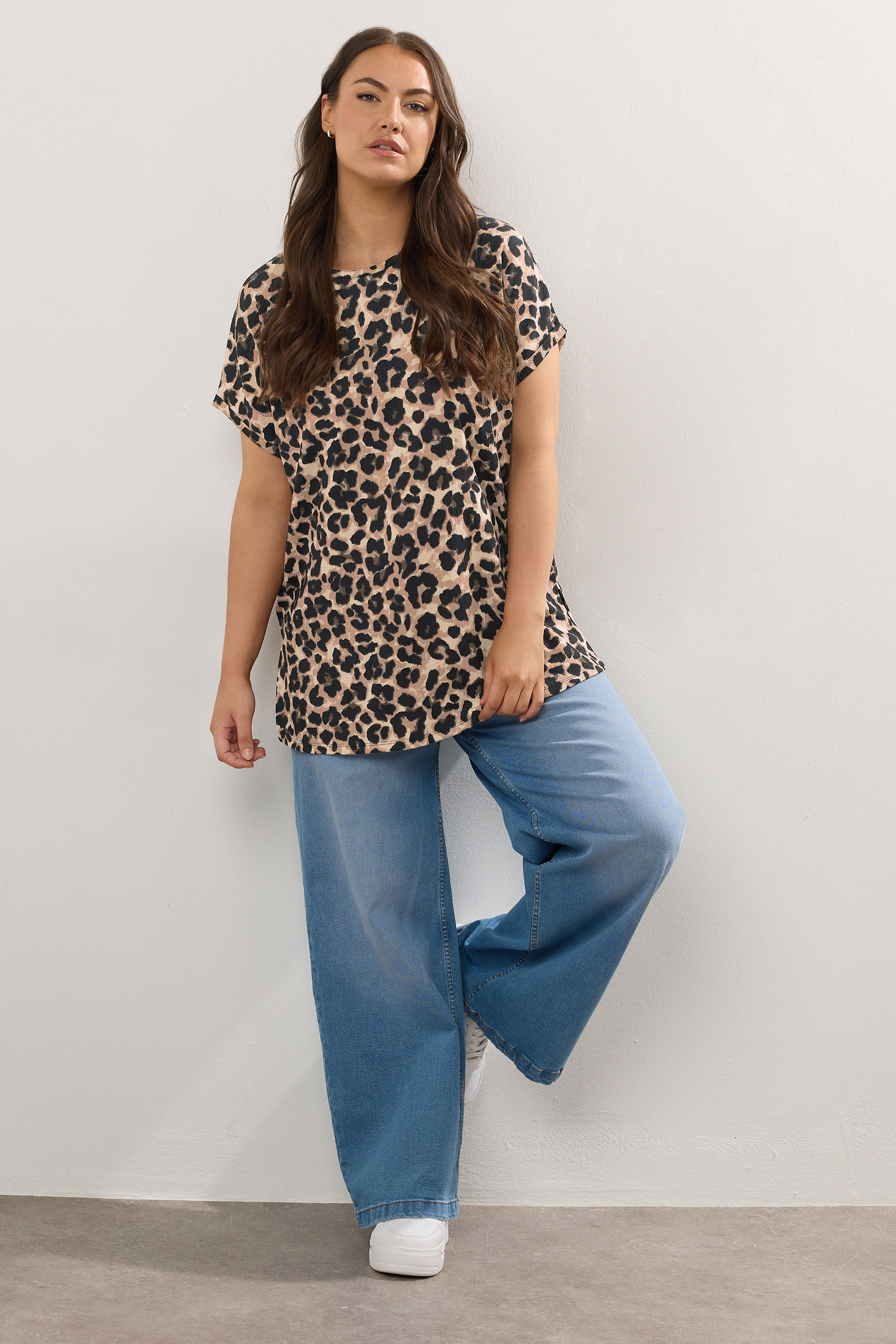 YOURS Plus Size Brown Leopard Print Top | Yours Clothing 1