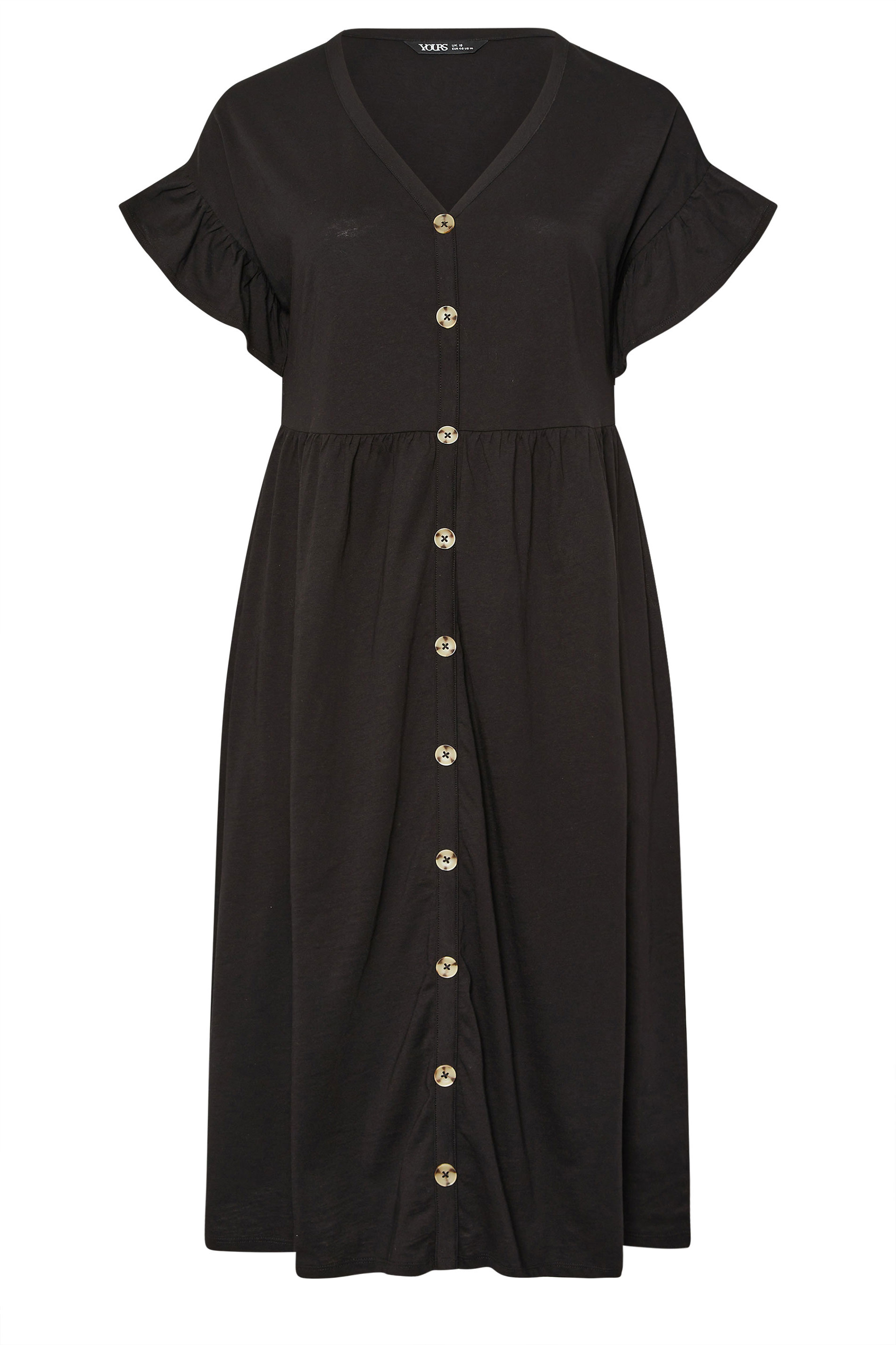 YOURS Plus Size Black Peplum Midi Dress | Yours Clothing 5