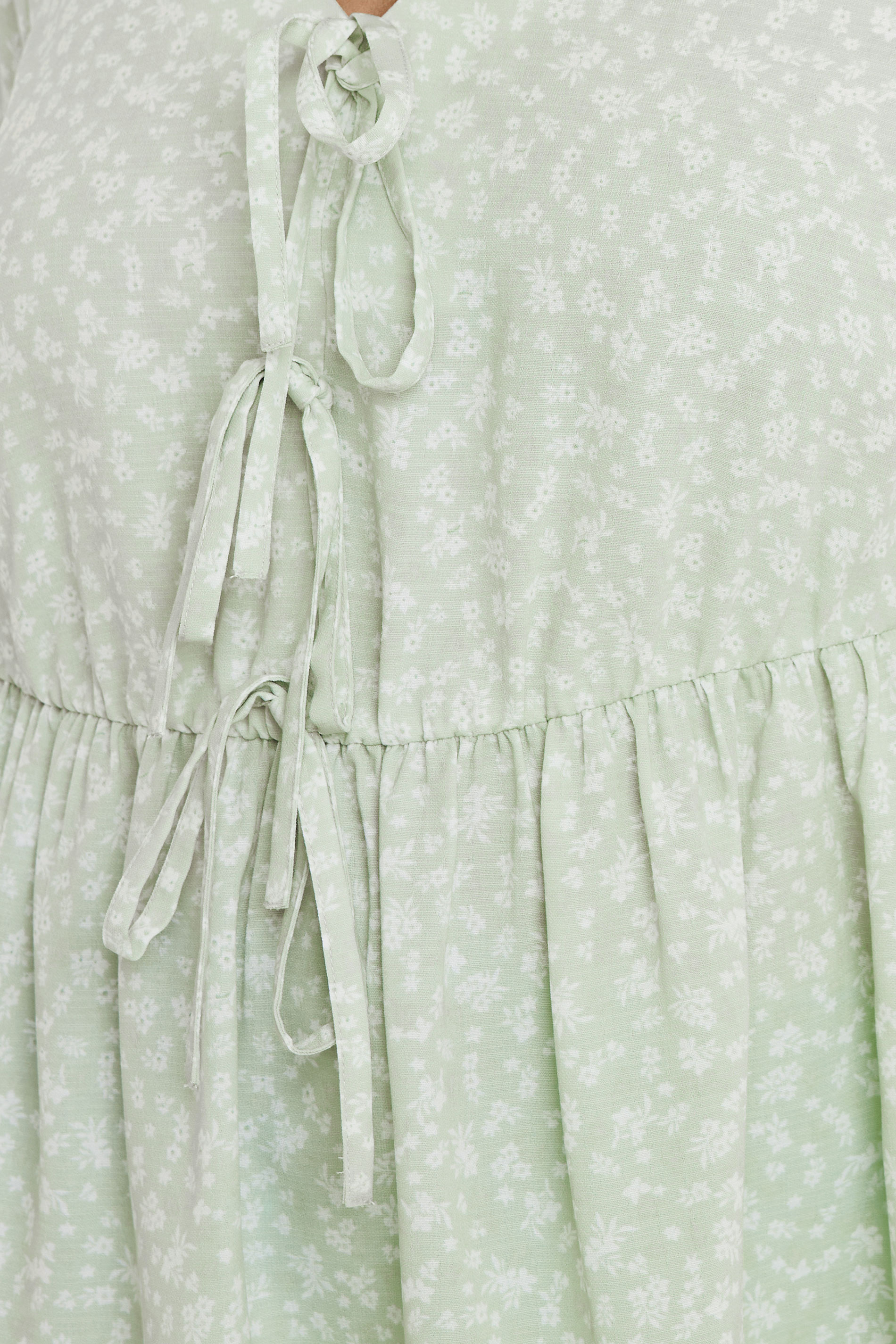 YOURS Plus Size Sage Green Ditsy Floral Tie Front Peplum Top | Yours Clothing 4