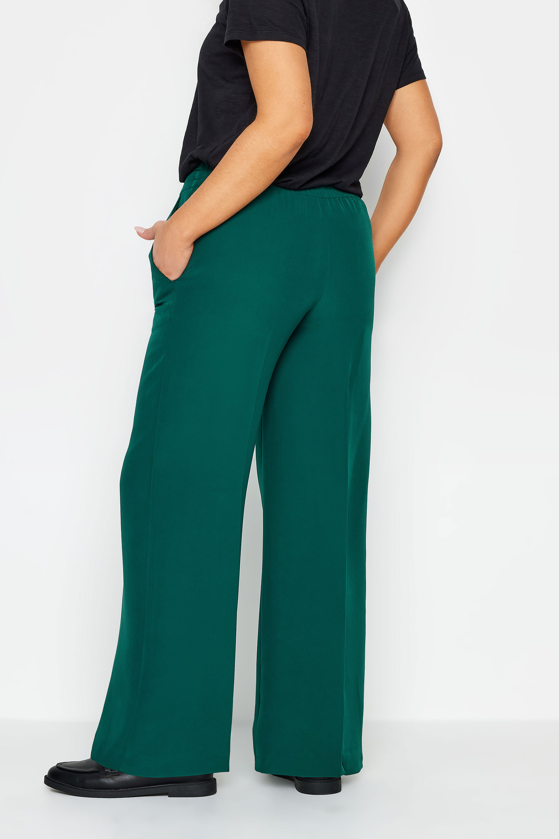 M&Co Teal Green Crepe Wide Leg Tousers