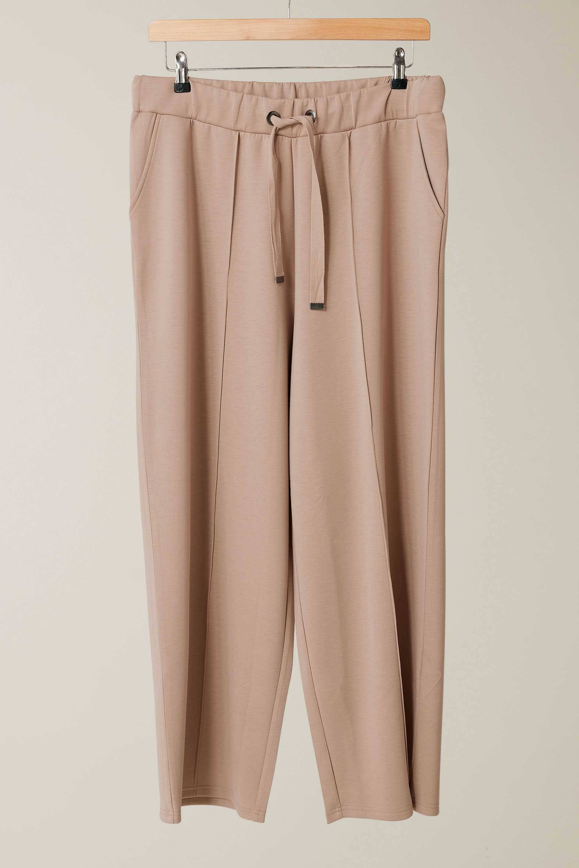 EVANS Plus Size Natural Brown Luxe Wide Leg Joggers | Evans 5