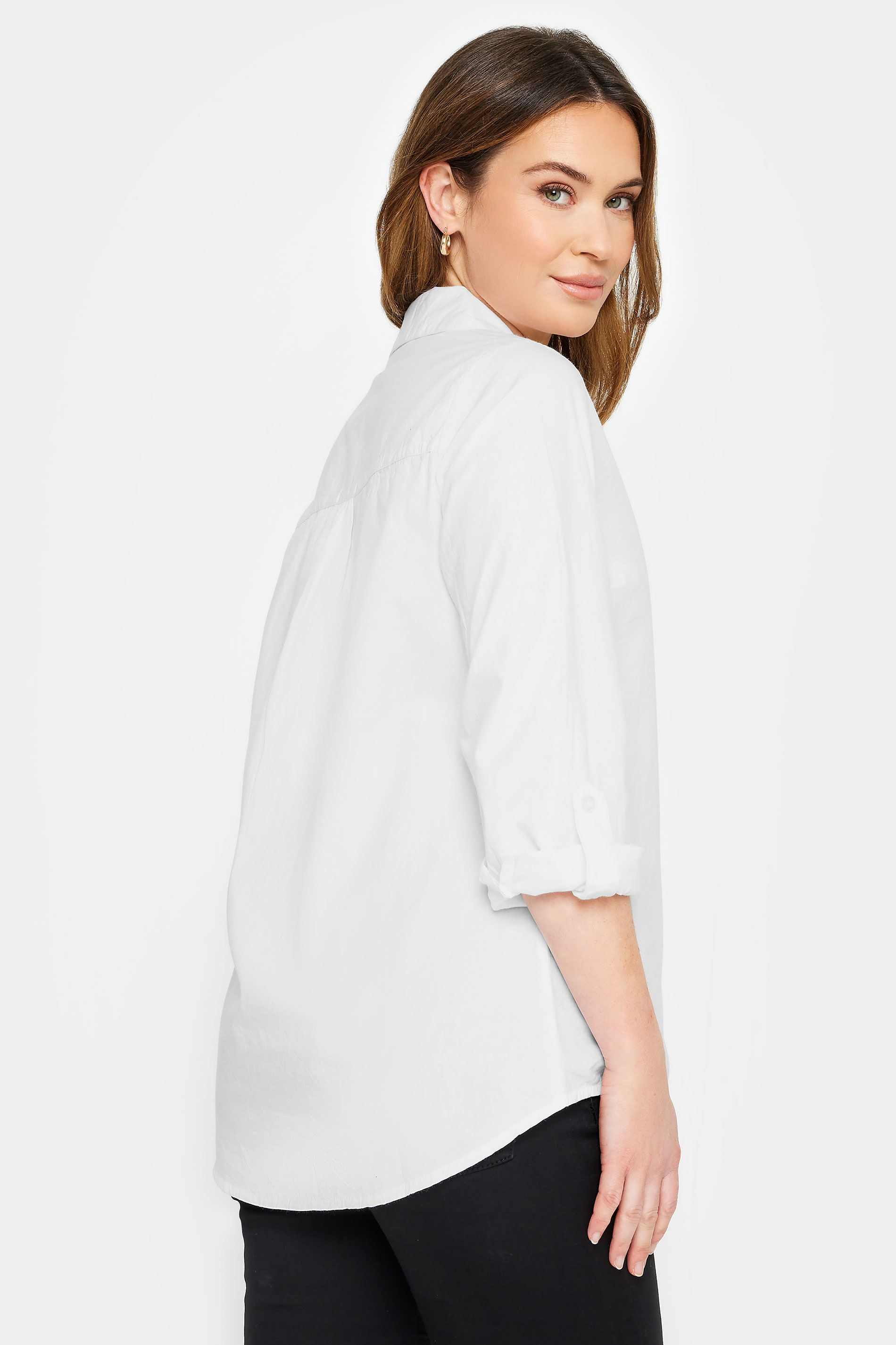 M&Co Petite White Oversized Cotton Poplin Shirt | M&Co 2
