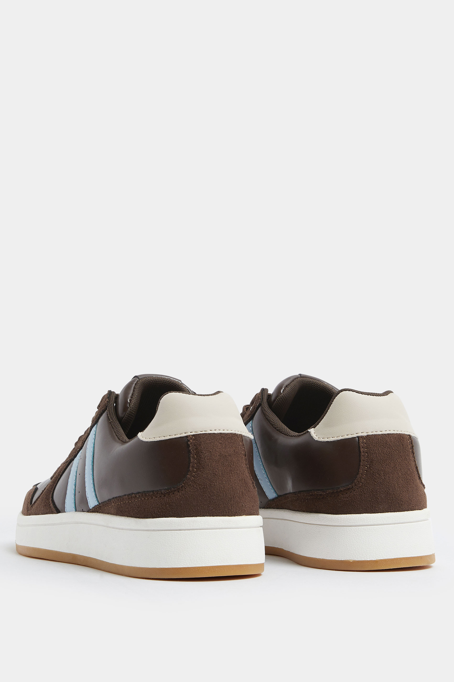 Chocolate Brown Padded Lace Up Trainers In Wide E Fit | YoursClothing 5