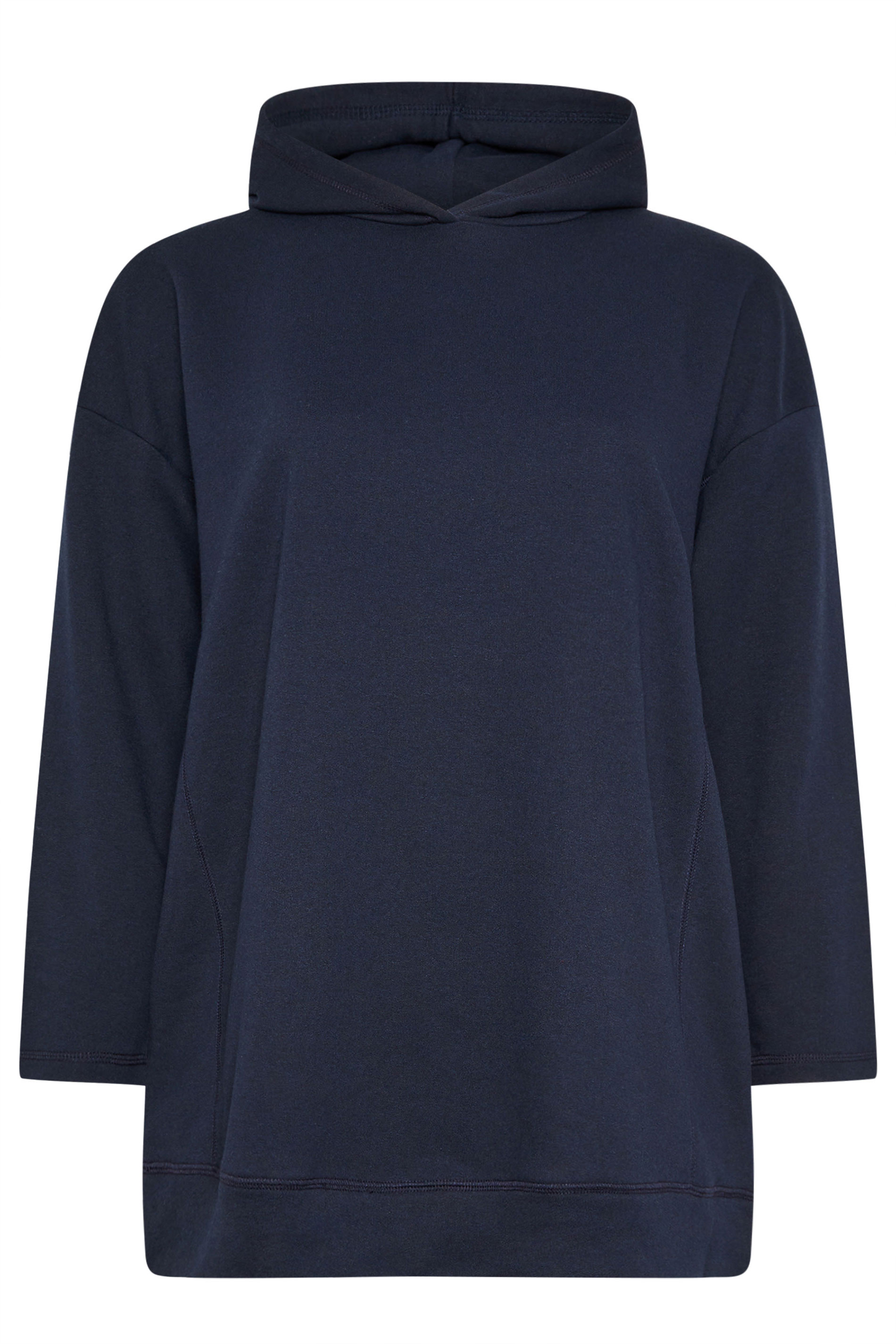 YOURS Plus Size Navy Blue Seam Detail Hoodie | Yours Clothing 5