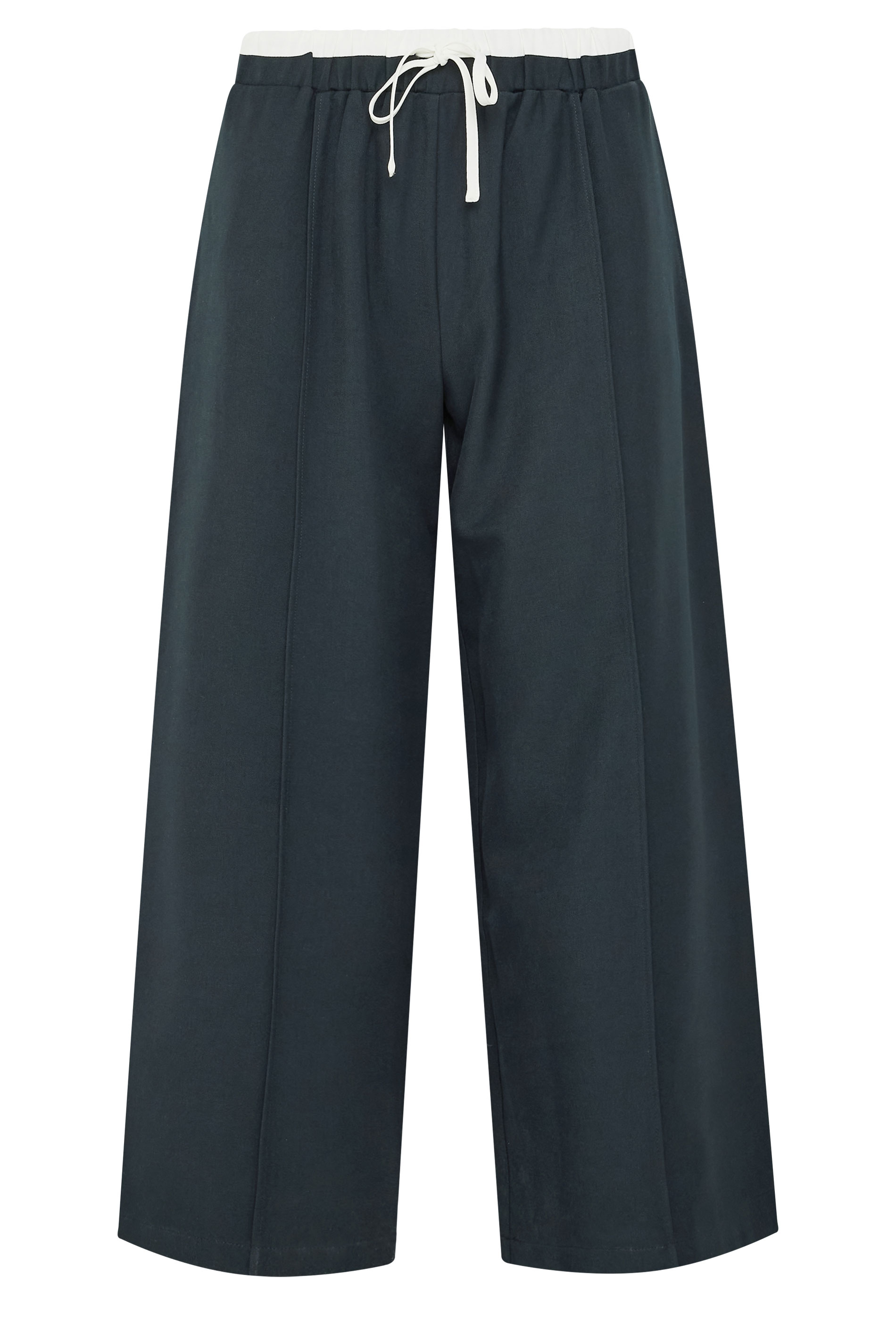 PixieGirl Petite Women's Navy Blue Contrast Pintuck Wide Leg Trousers | PixieGirl 5