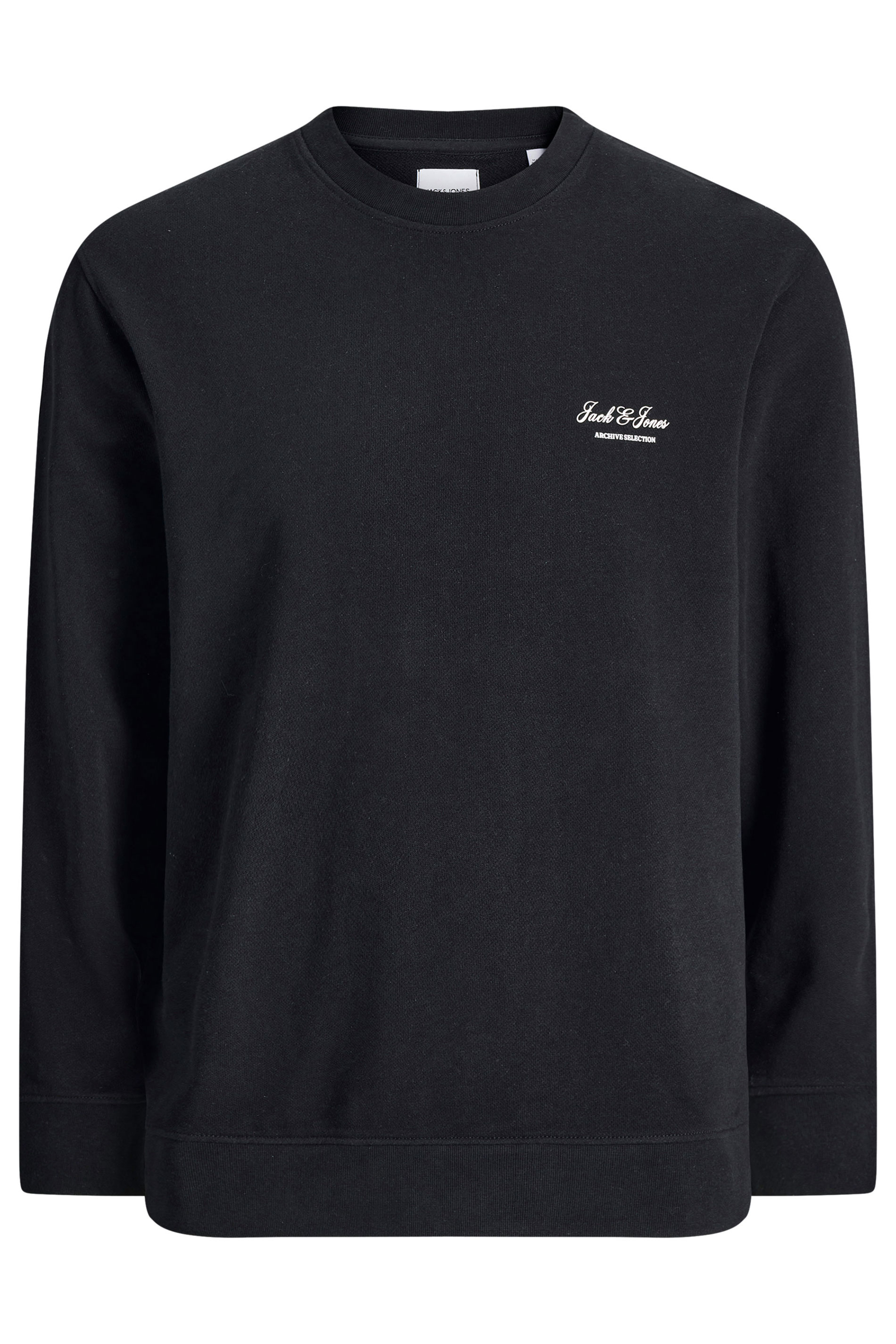 JACK & JONES Big & Tall Black Printed Crew Neck Sweatshirt | BadRhino 2
