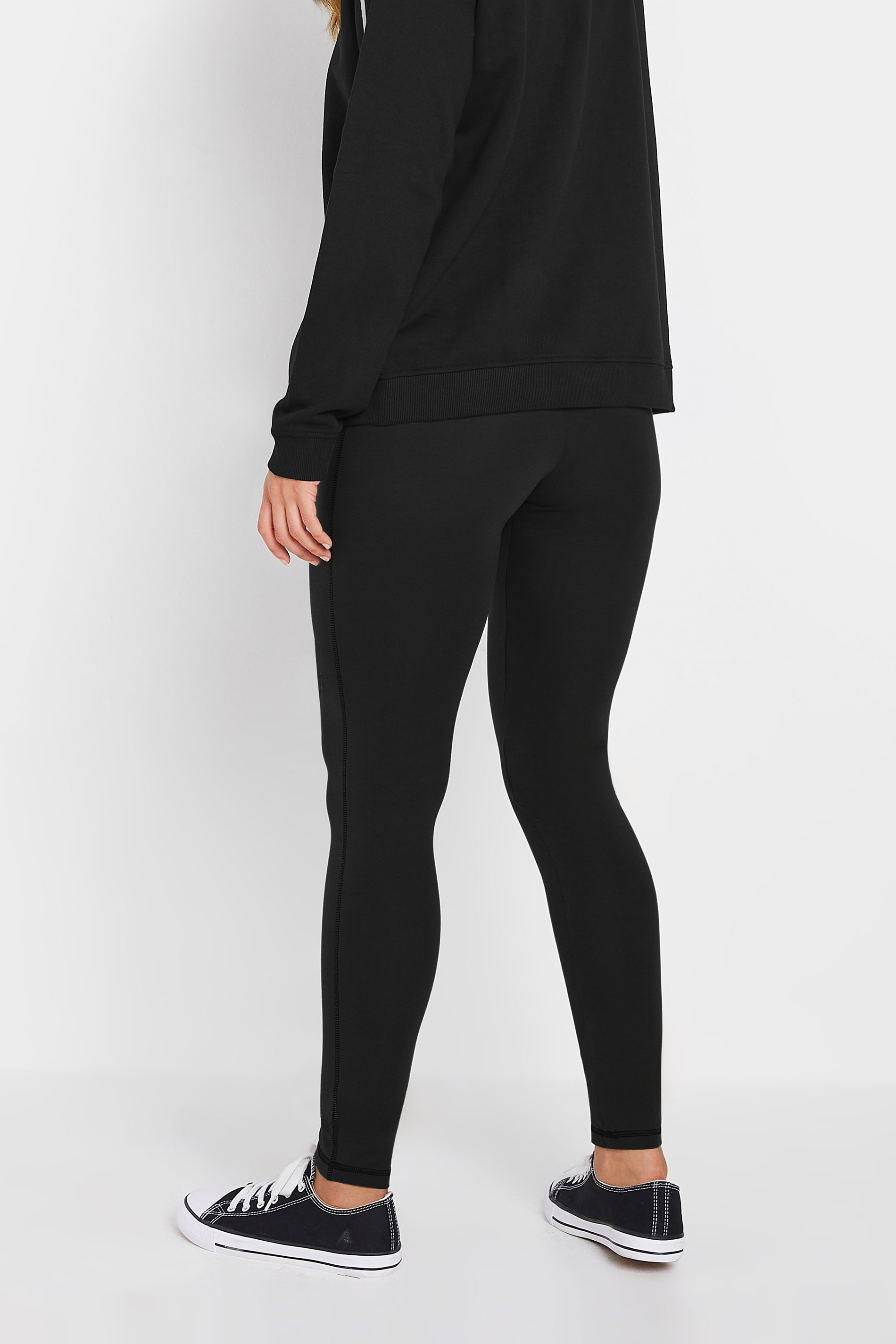 LTS Tall 2 PACK Black & Grey Contrast Stitch Cotton Leggings | Long Tall Sally 5
