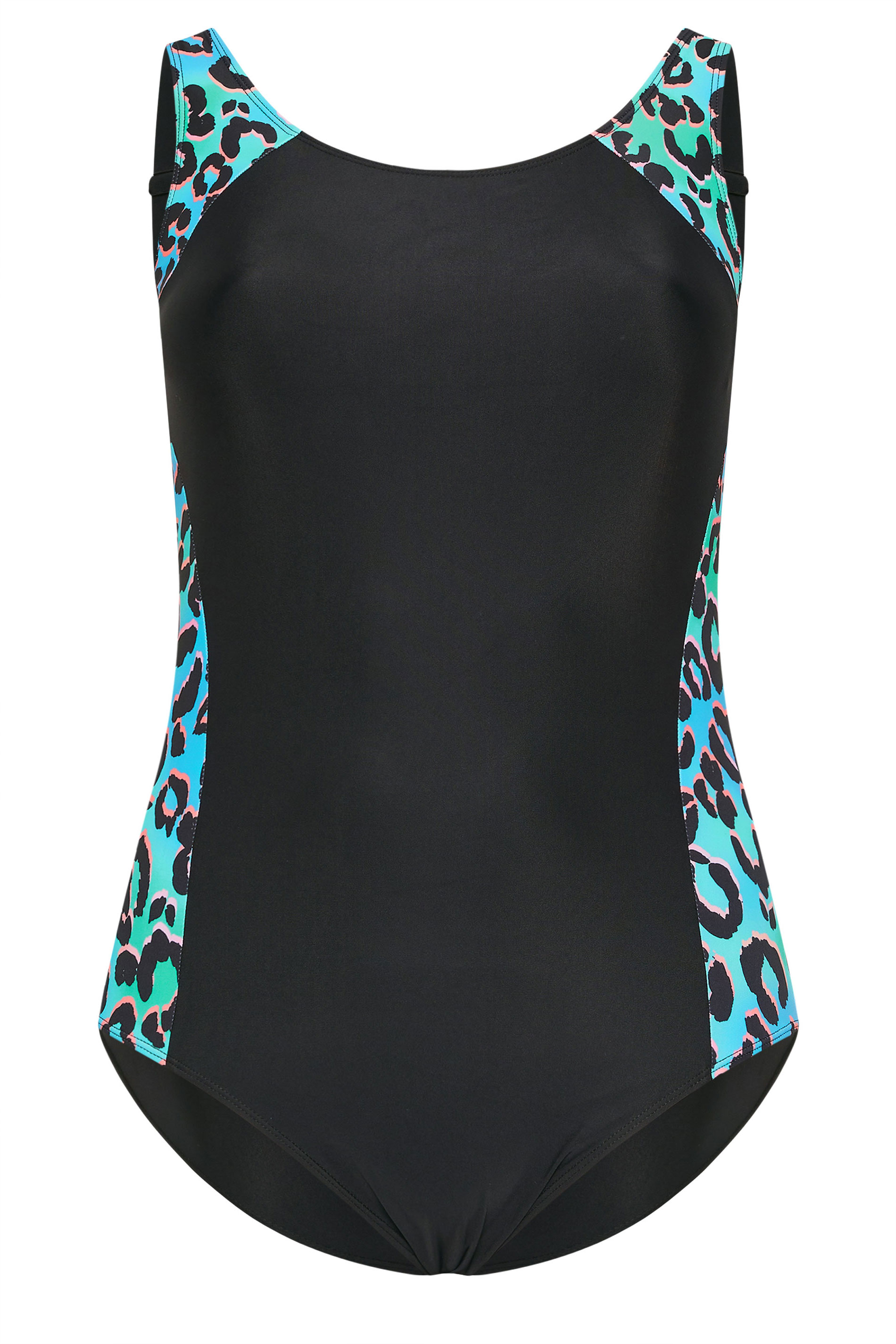 YOURS Plus Size Black Active Leopard Print Swimsuit | Yours Clothing 6