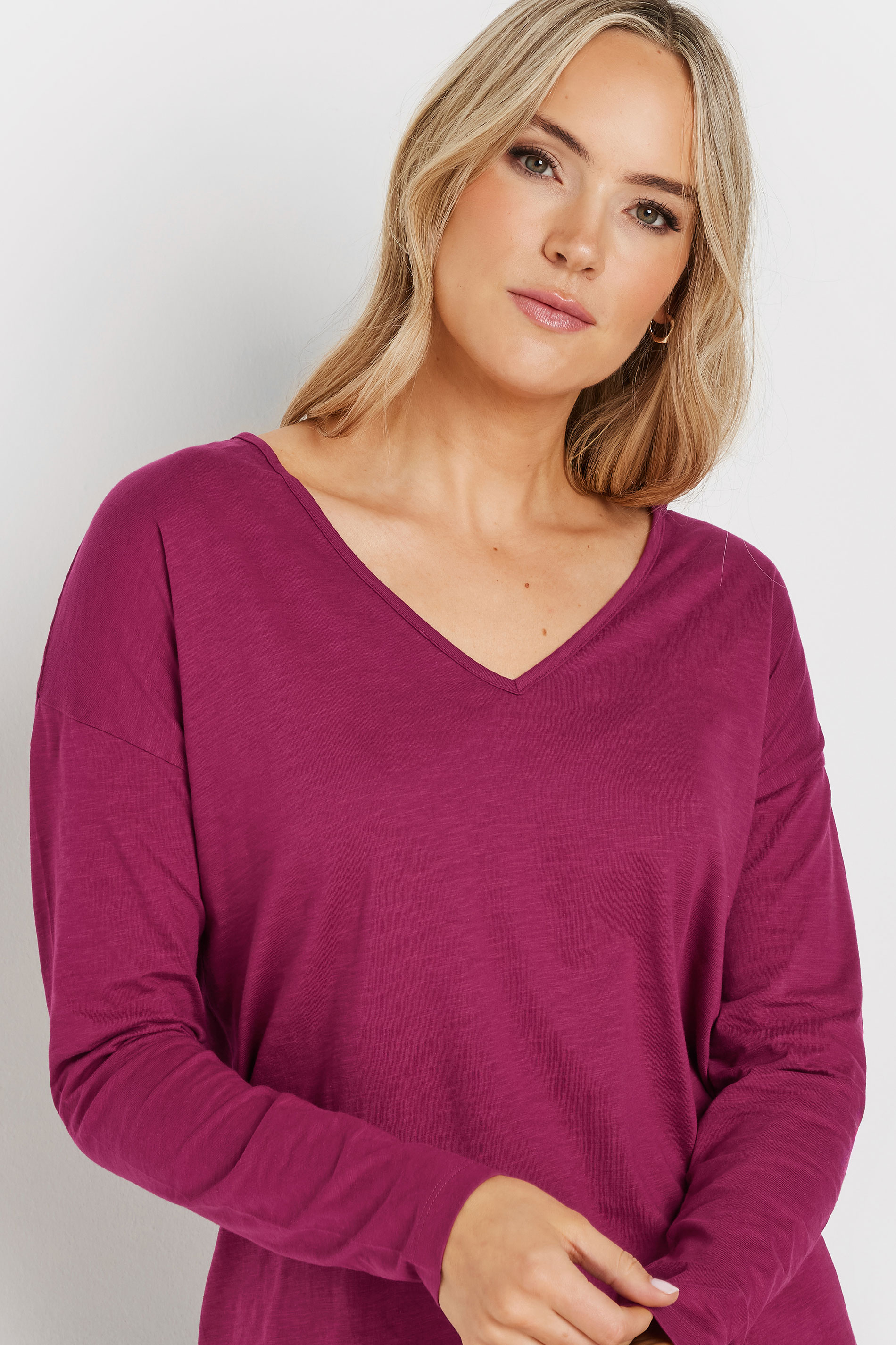 LTS Tall 2 PACK Berry Pink & Grey Cotton Long Sleeve T-Shirts | Long Tall Sally 6