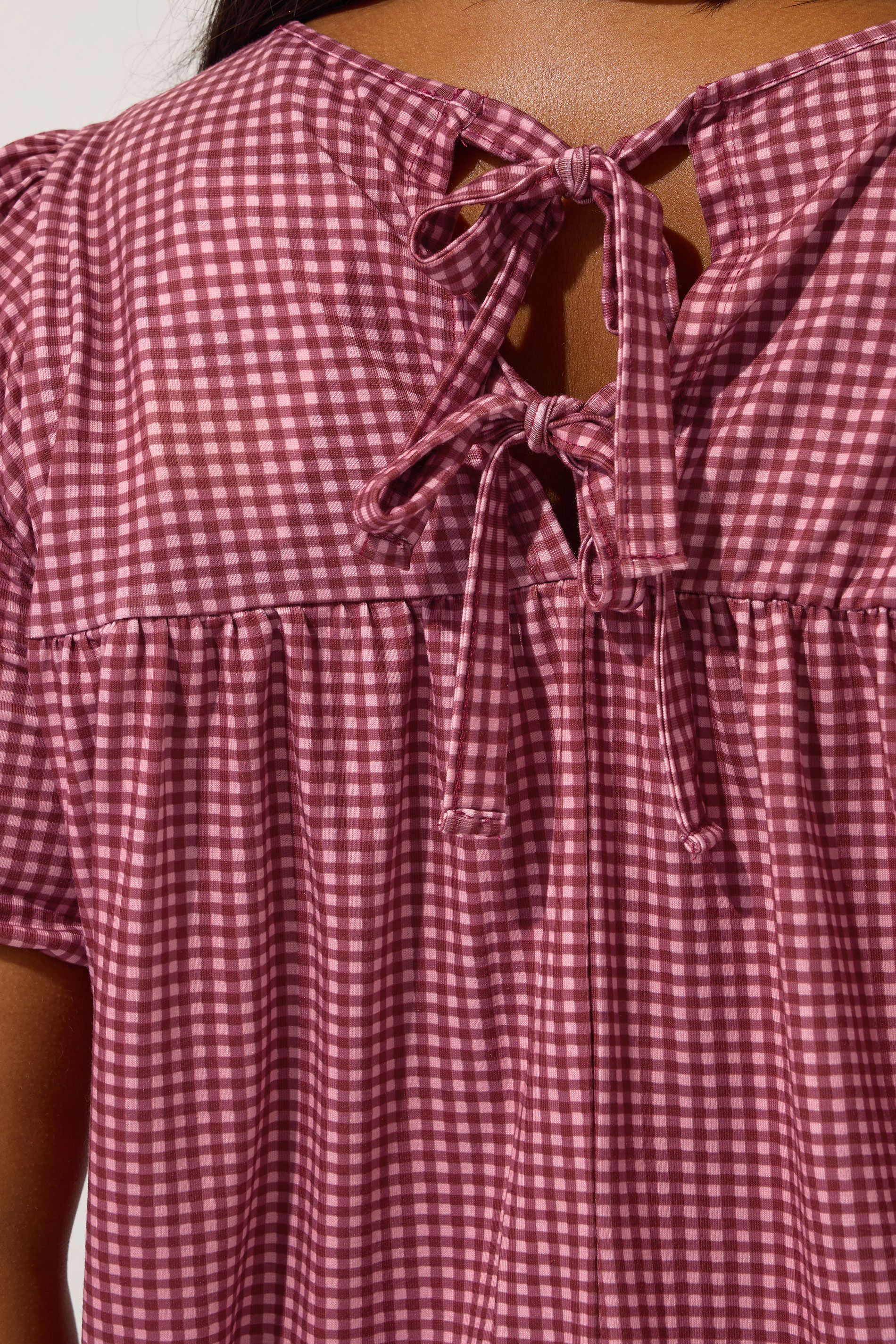 LIMITED COLLECTION Plus Size Red Gingham Tie Back Top | Yours Clothing 4