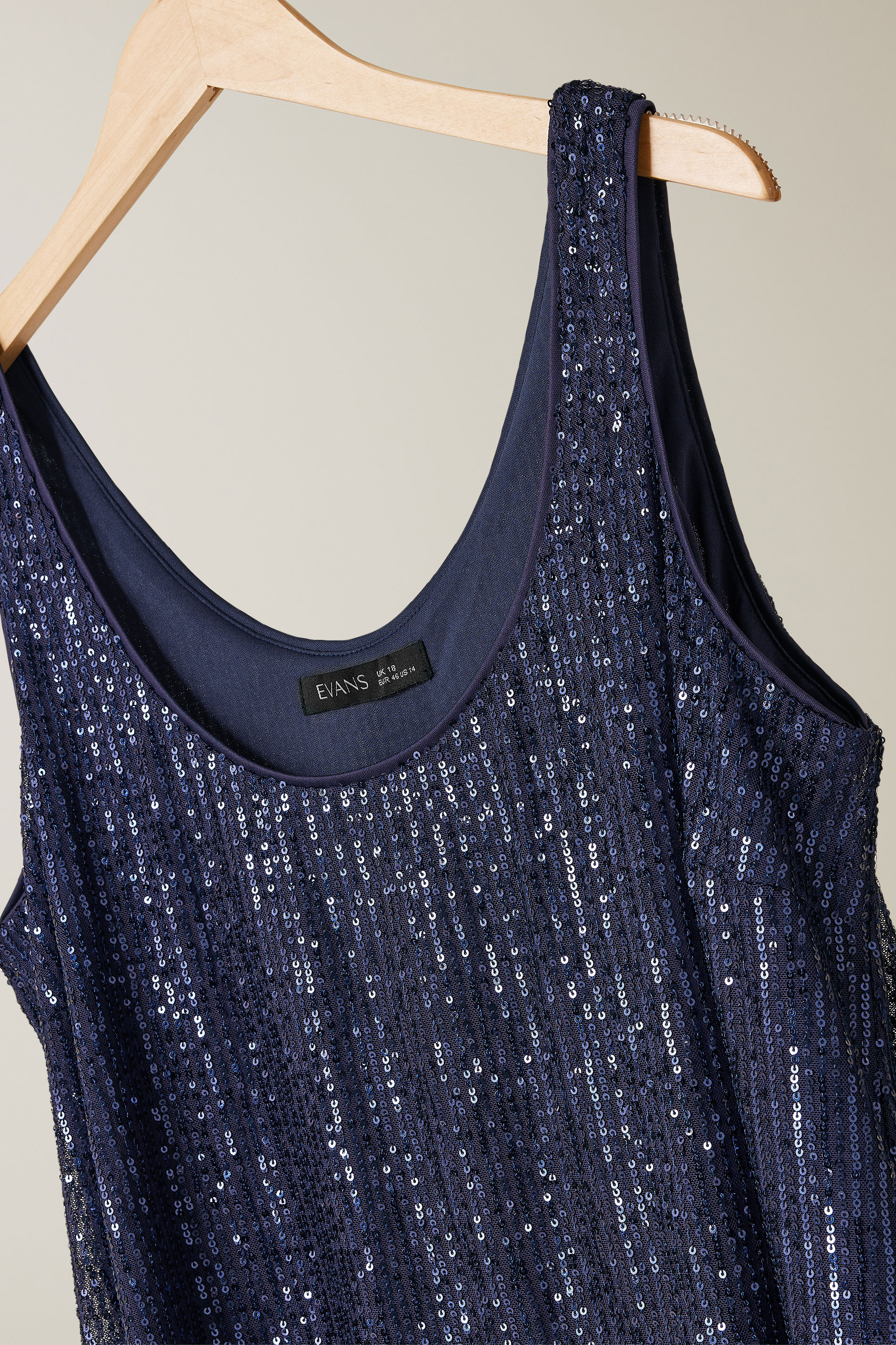 EVANS Plus Size Navy Blue Sequin Embellished Vest Top | Evans  7