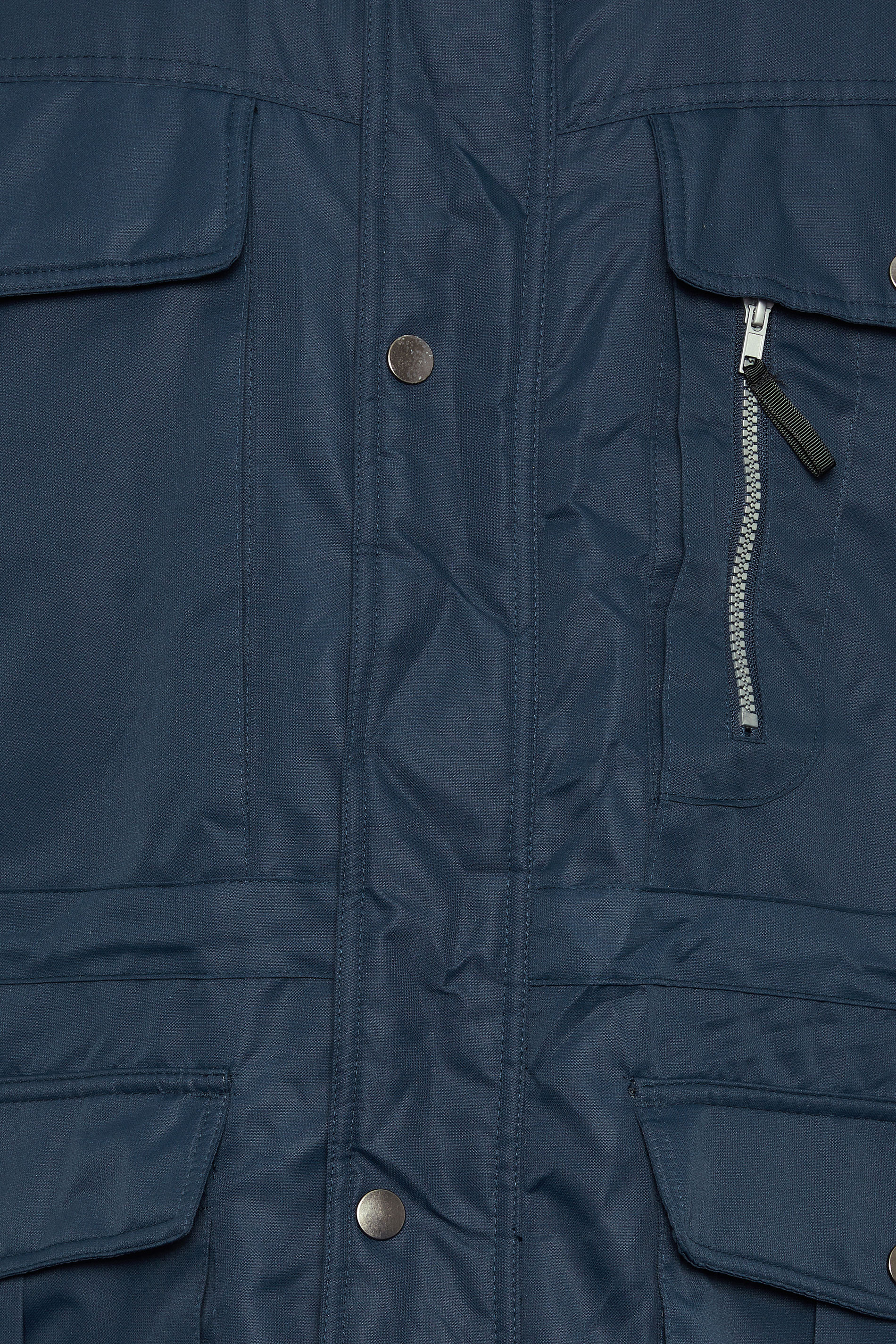 BadRhino Big & Tall Navy Blue Fleece Lined Hooded Coat | BadRhino 2