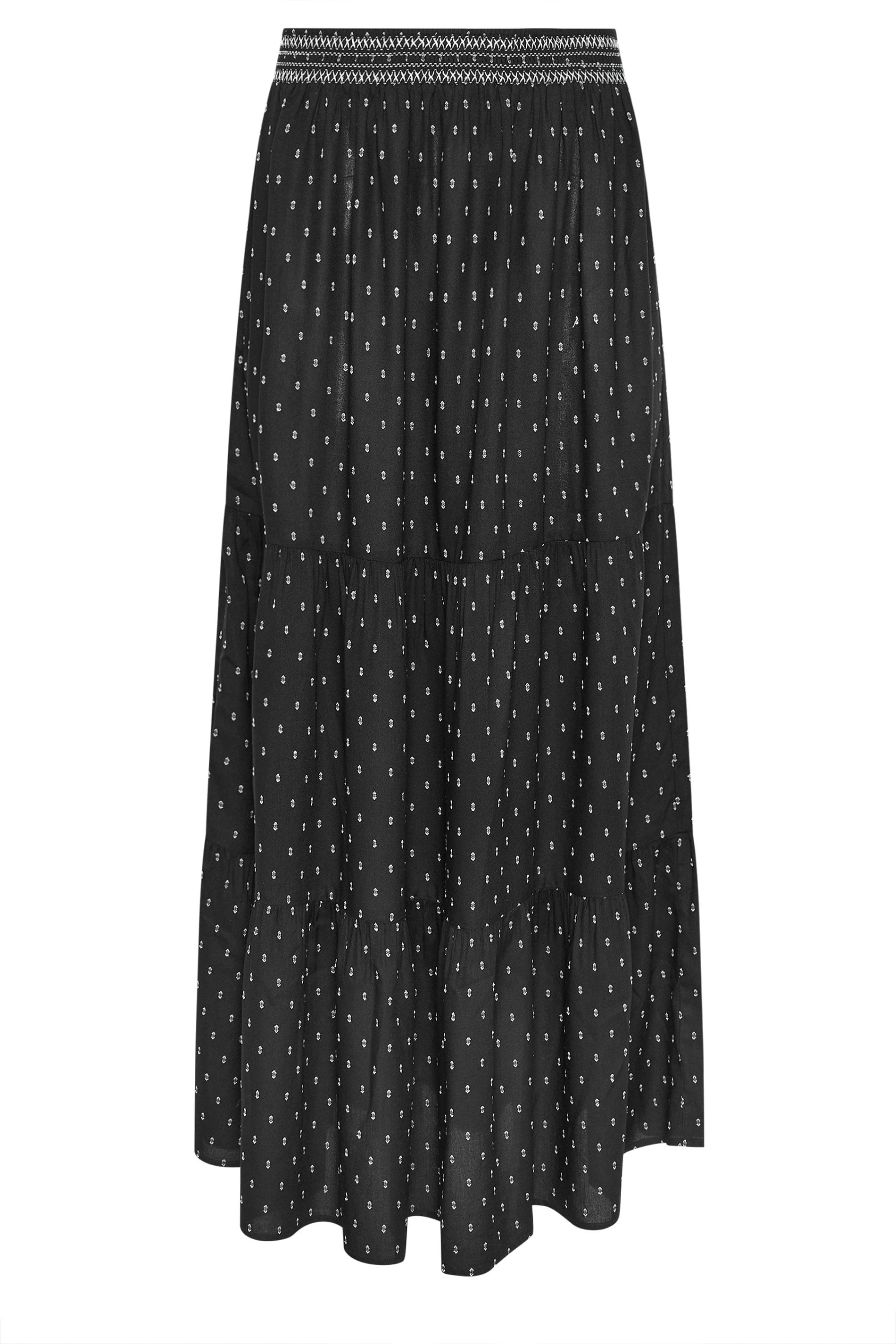 M&Co Black Dobby Tiered Maxi Skirt | M&Co 7