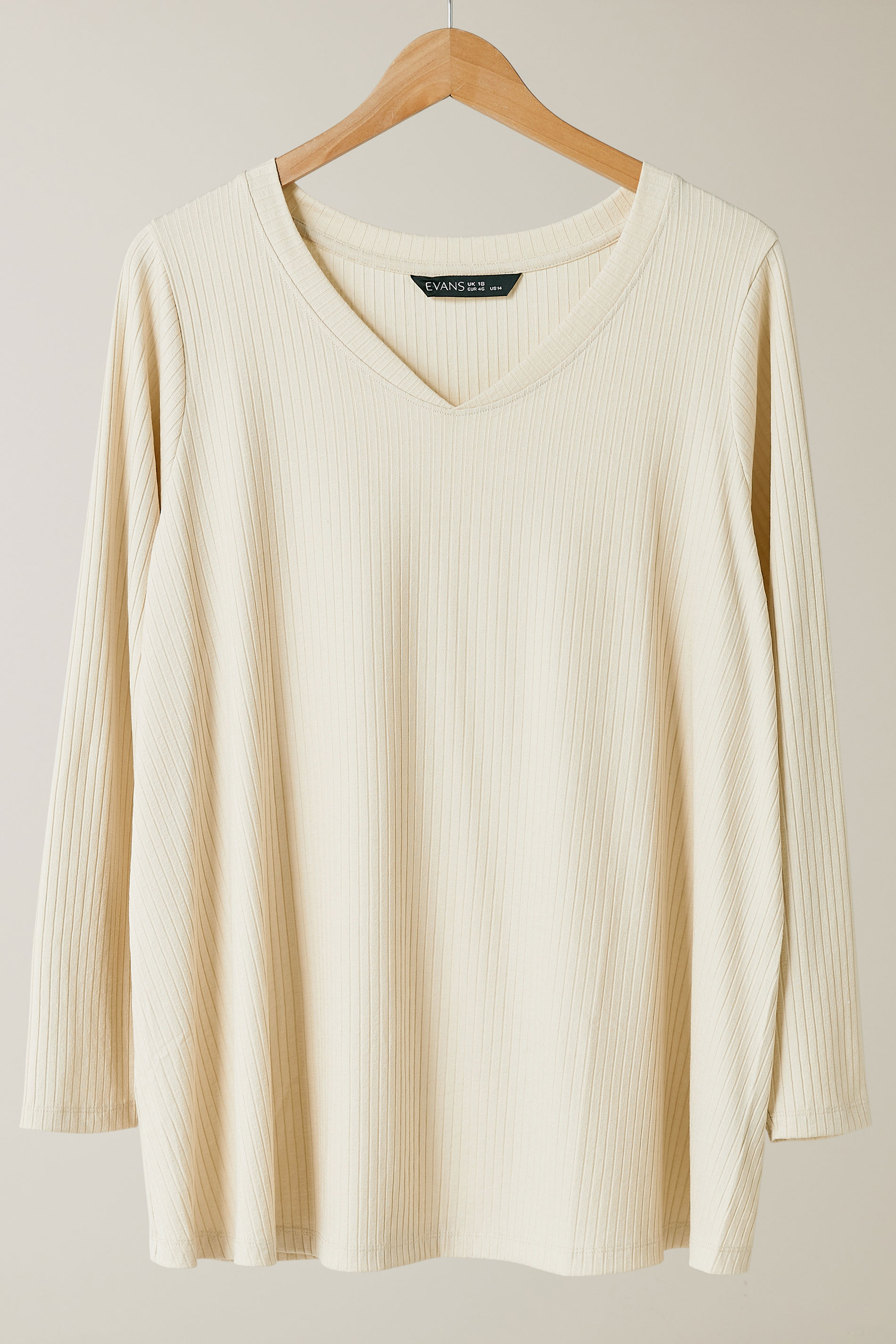 EVANS Plus Size Cream Premium Ribbed Modal Blend Swing Top | Evans 5