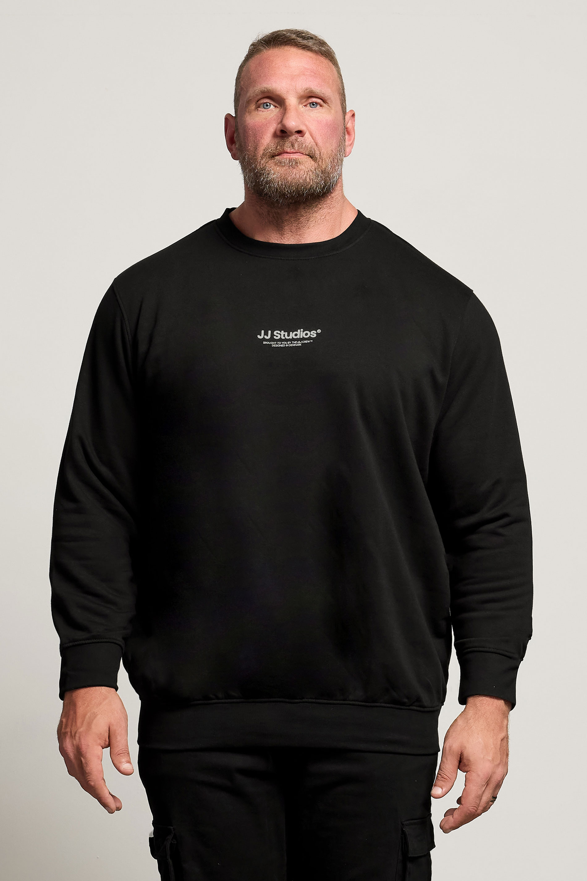 JACK & JONES Big & Tall Black JJ Studios Sweatshirt | BadRhino 3