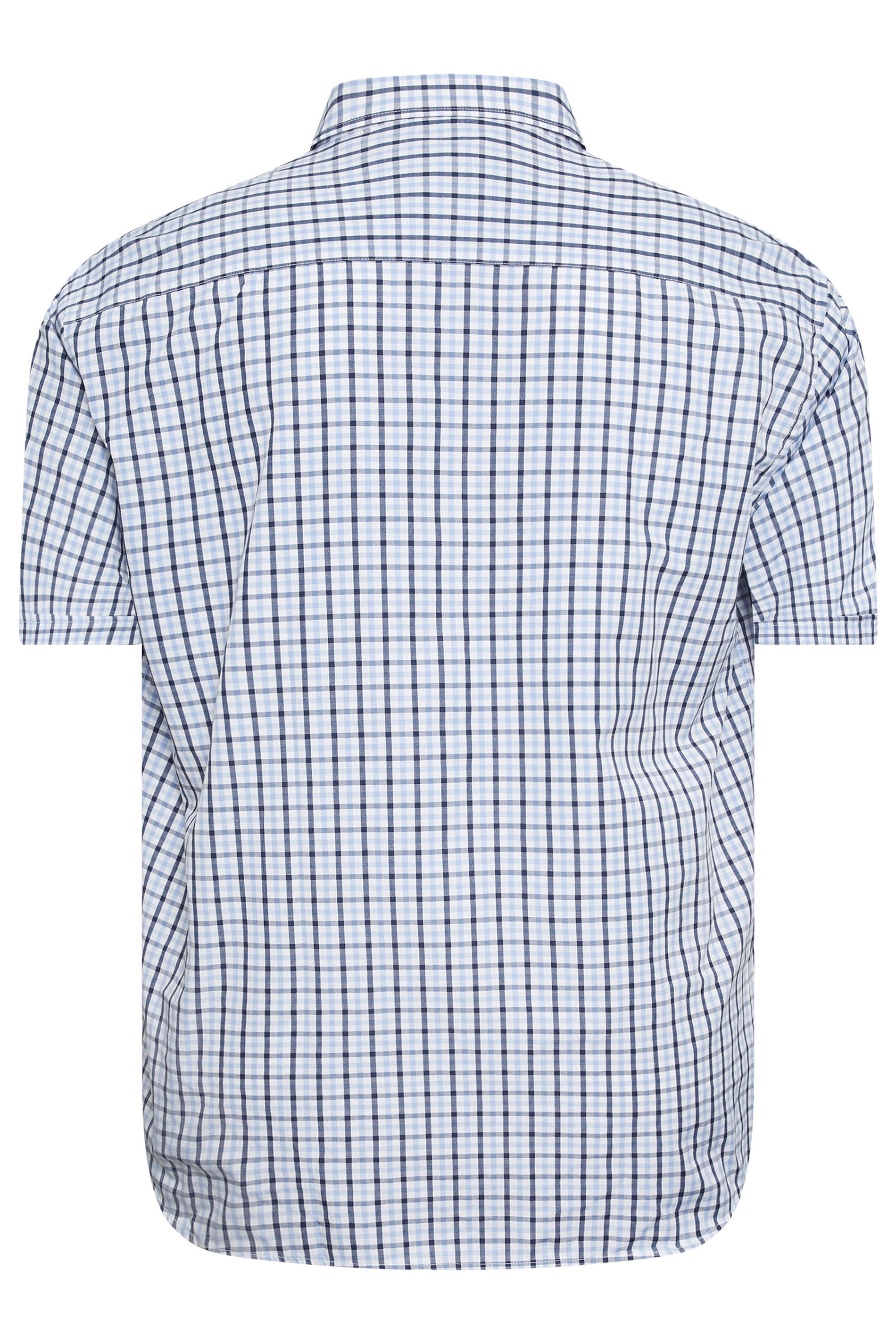 KAM Big & Tall Blue Short Sleeve Gingham Shirt | BadRhino 2
