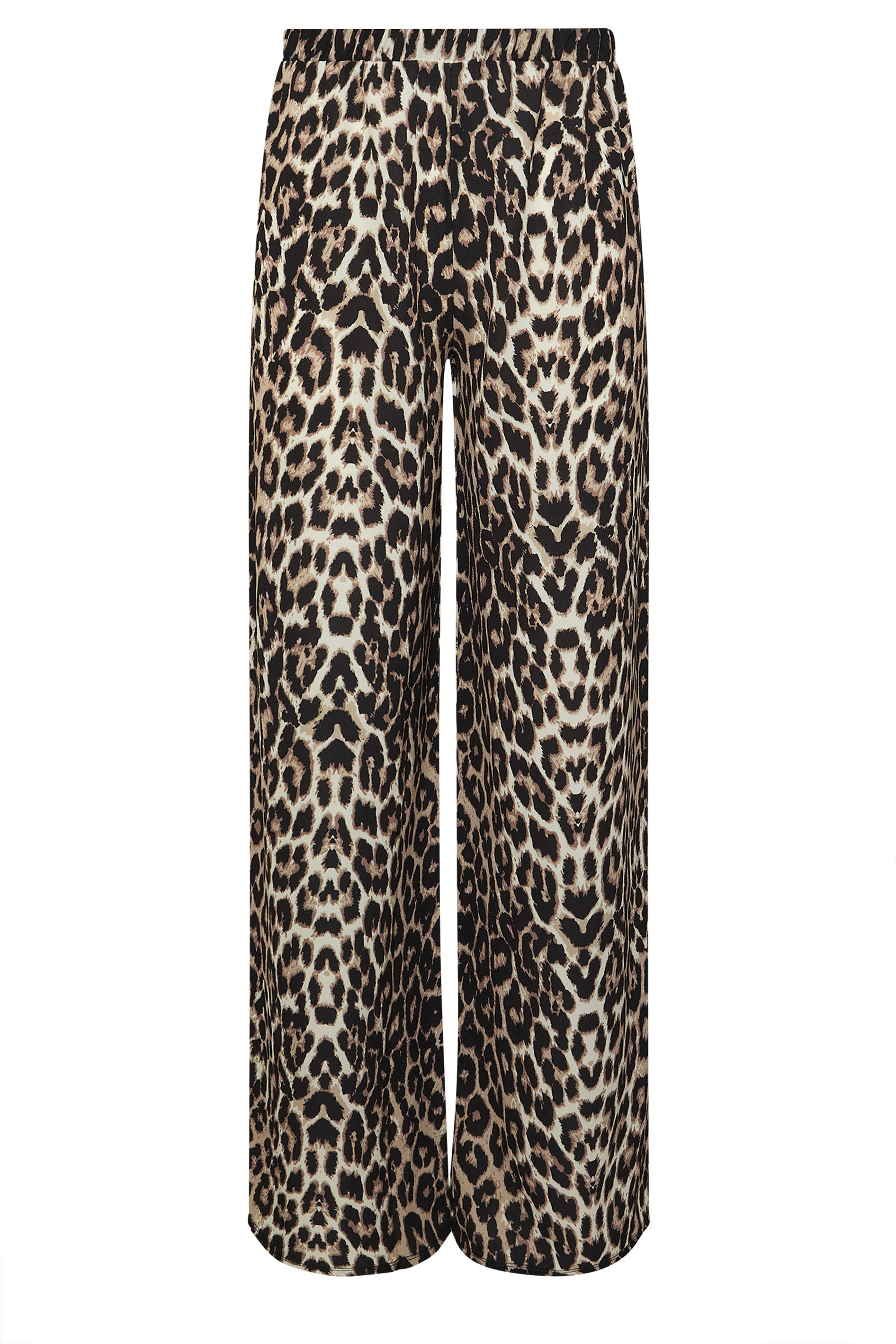 LTS Tall Beige Brown Leopard Print Wide Leg Trousers | Long Tall Sally 5