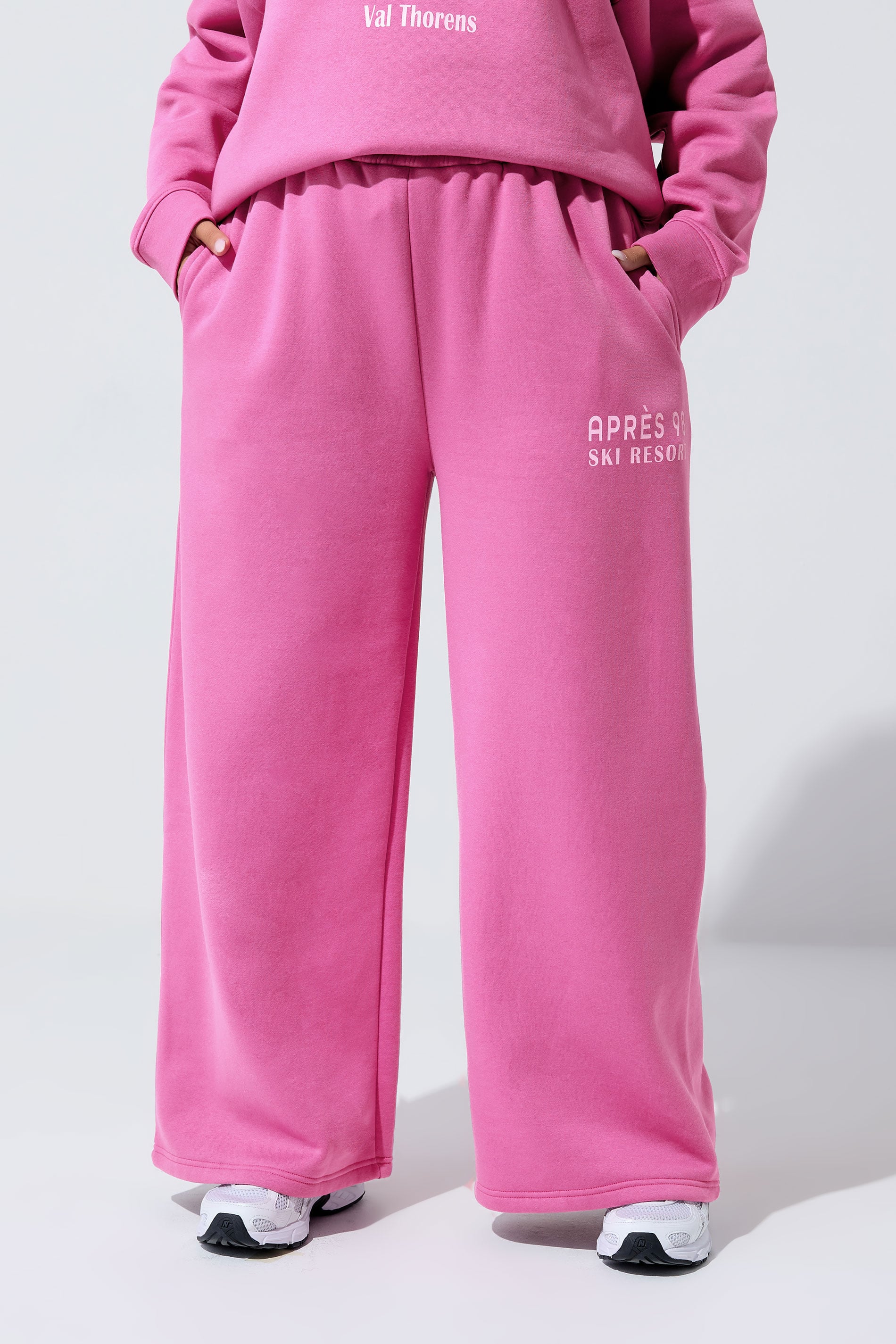 LIMITED COLLECTION Plus Size Pink 'Après 98' Wide Leg Joggers | Yours Clothing 1