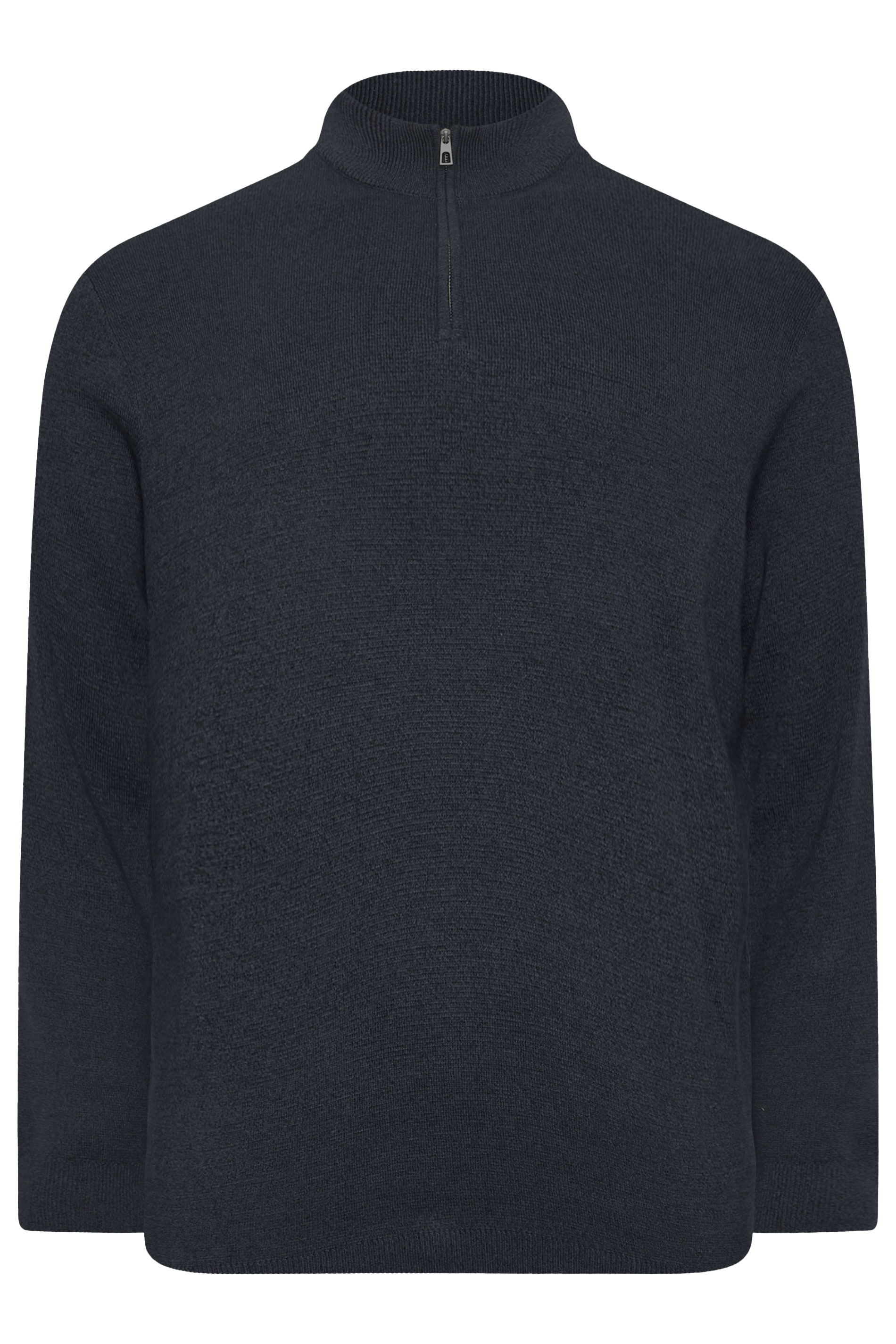 BadRhino Big & Tall Navy Blue Milano Quarter Zip Knit Jumper | BadRhino 2