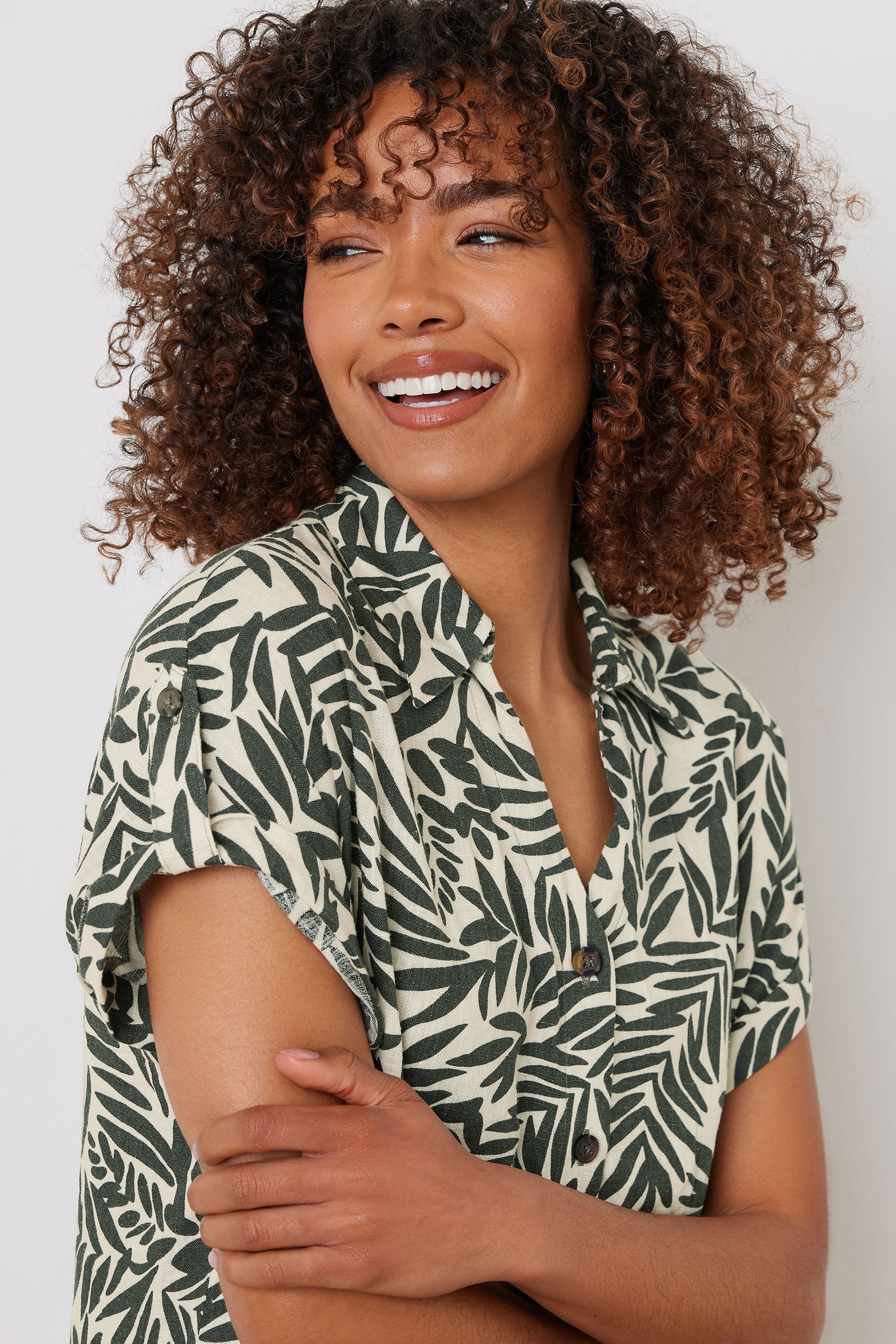 M&Co Stone Brown Leaf Print Relaxed Shirt Dress | M&Co 5