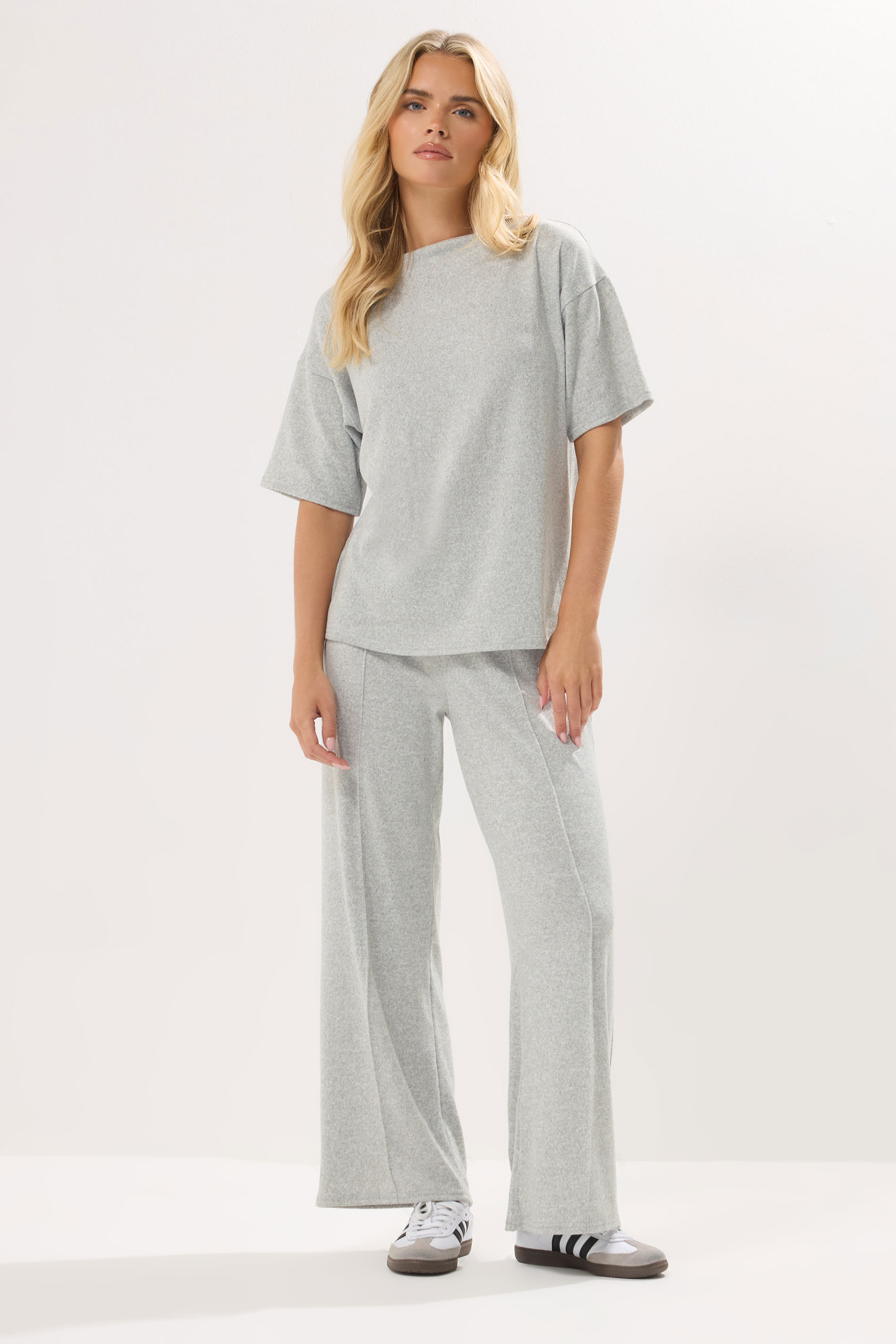 PixieGirl Petite Women's Grey Marl Soft Touch Short Sleeve Top | PixieGirl 1