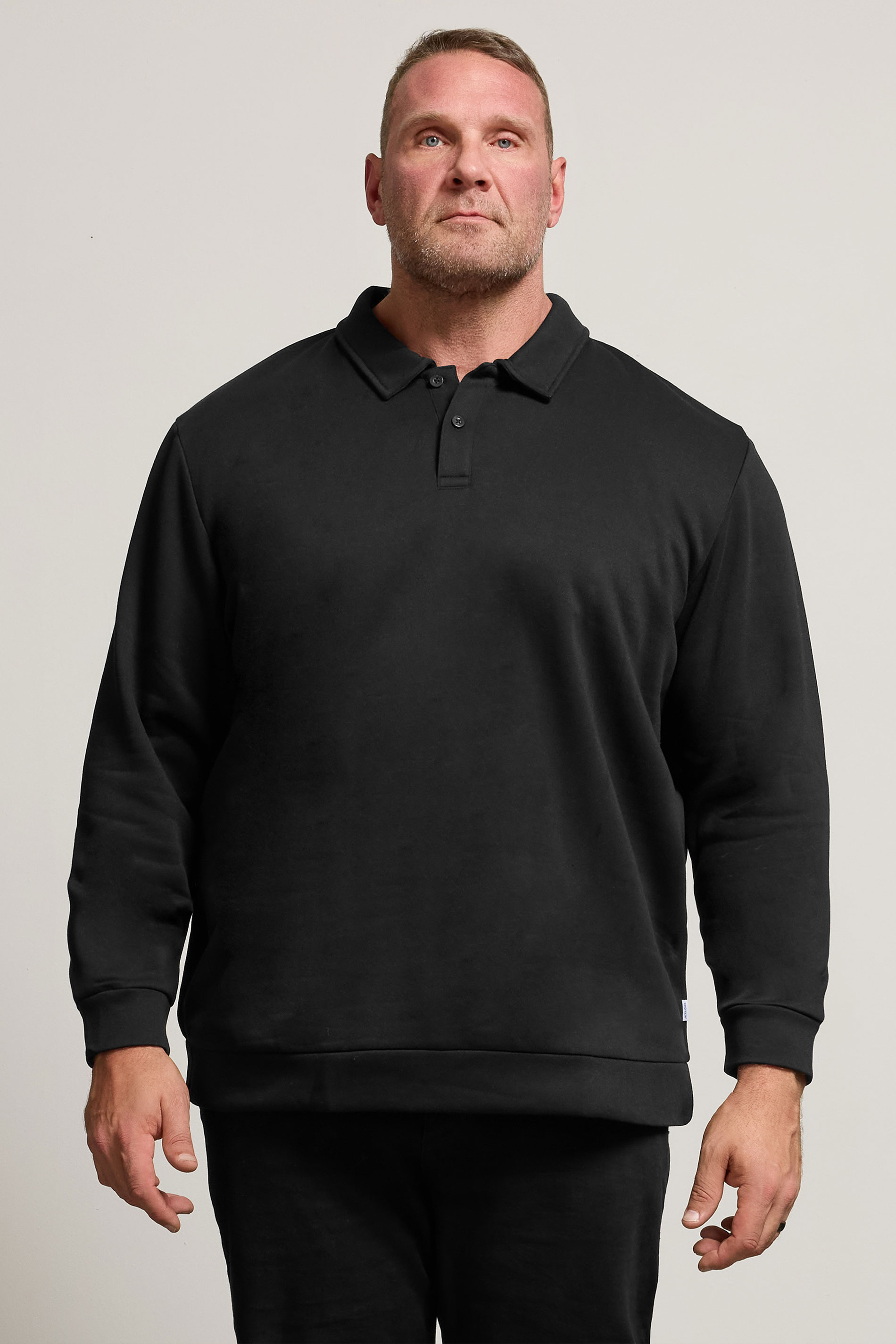 JACK & JONES Big & Tall Black Radley Polo Sweatshirt | BadRhino 3