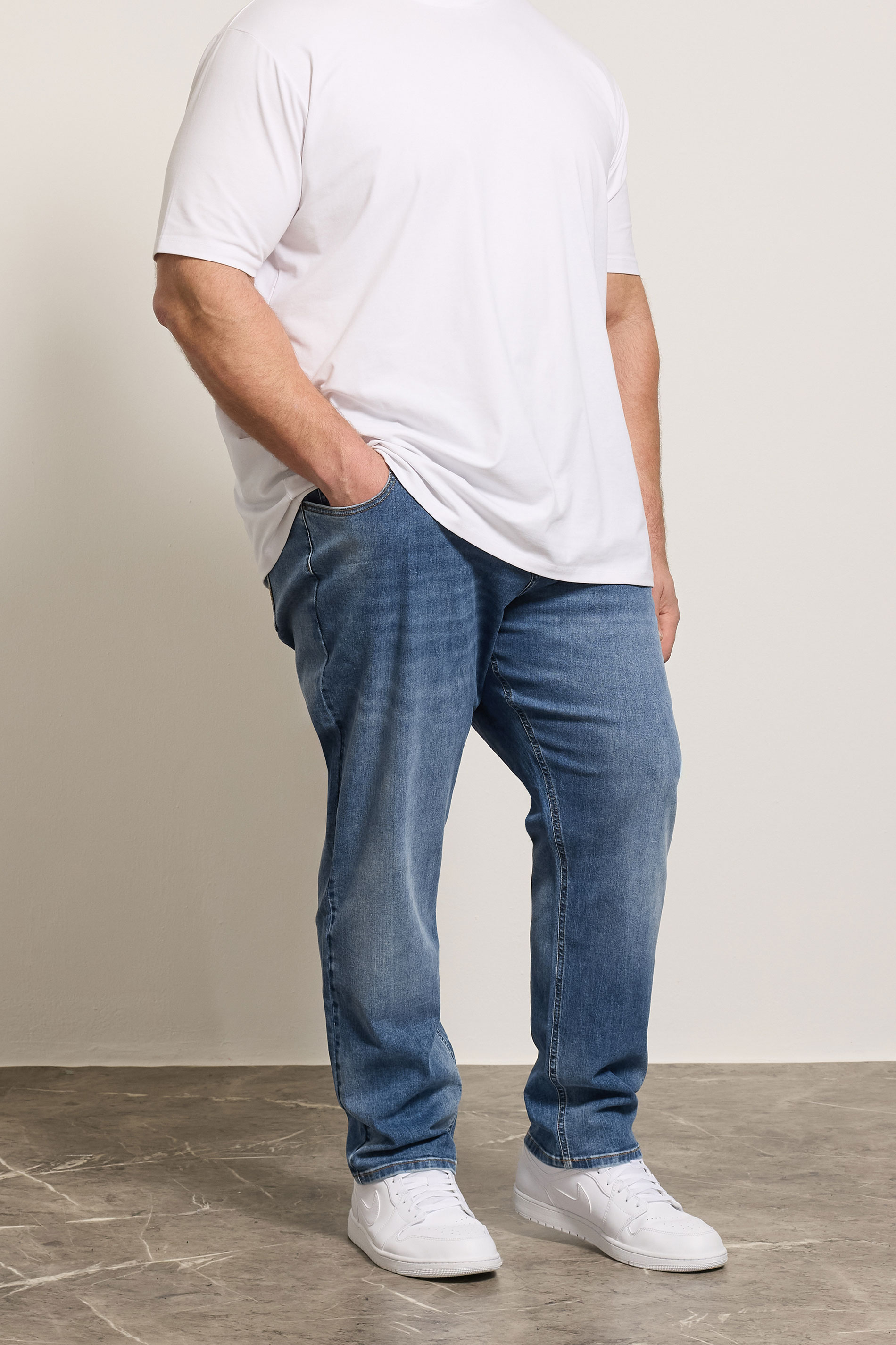 BadRhino Big & Tall Blue Washed Elasticated Waist Stretch Jeans | BadRhino 1