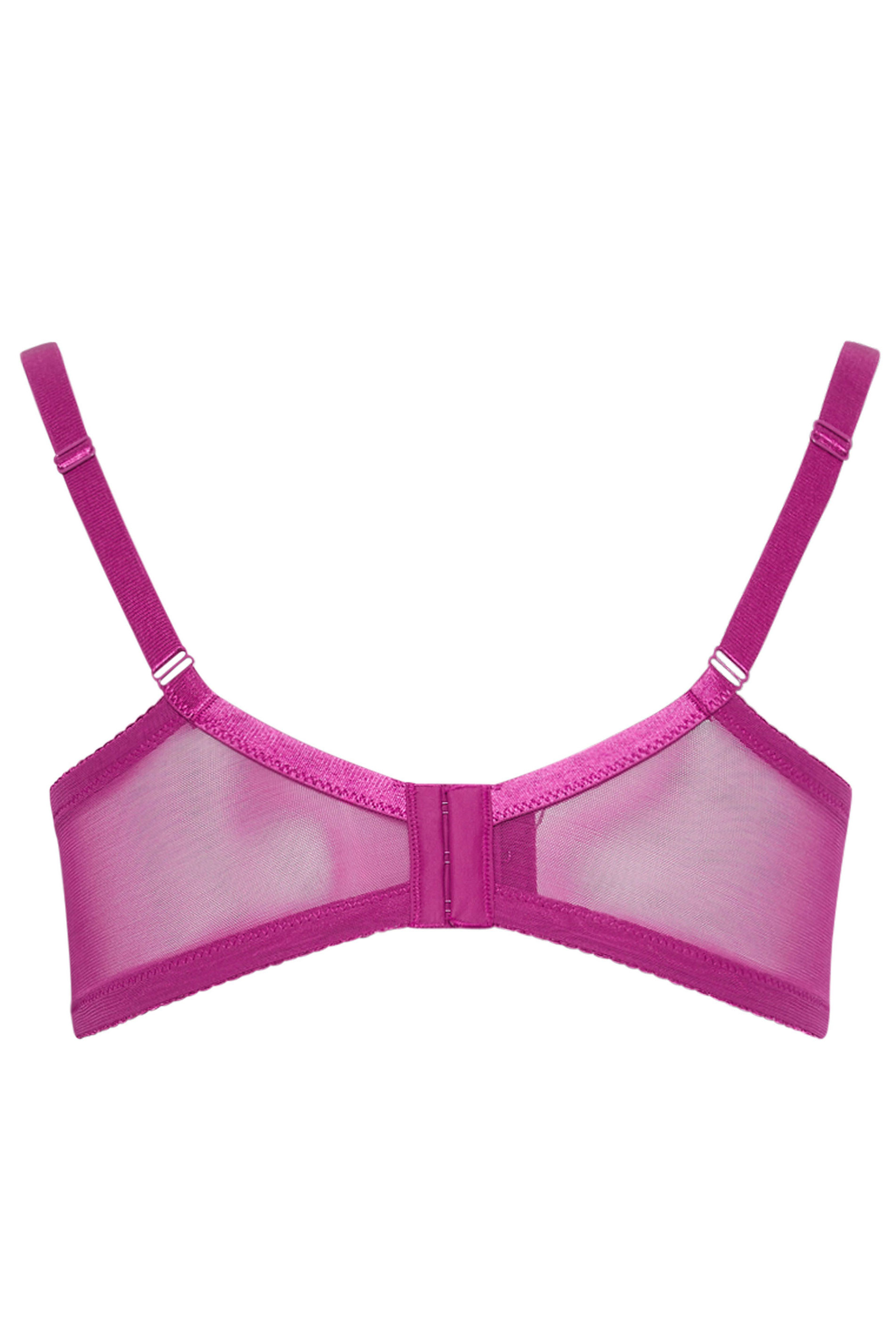 YOURS Plus Size Pink Lace Non-Padded Underwired Bra | Yours Clothing 7
