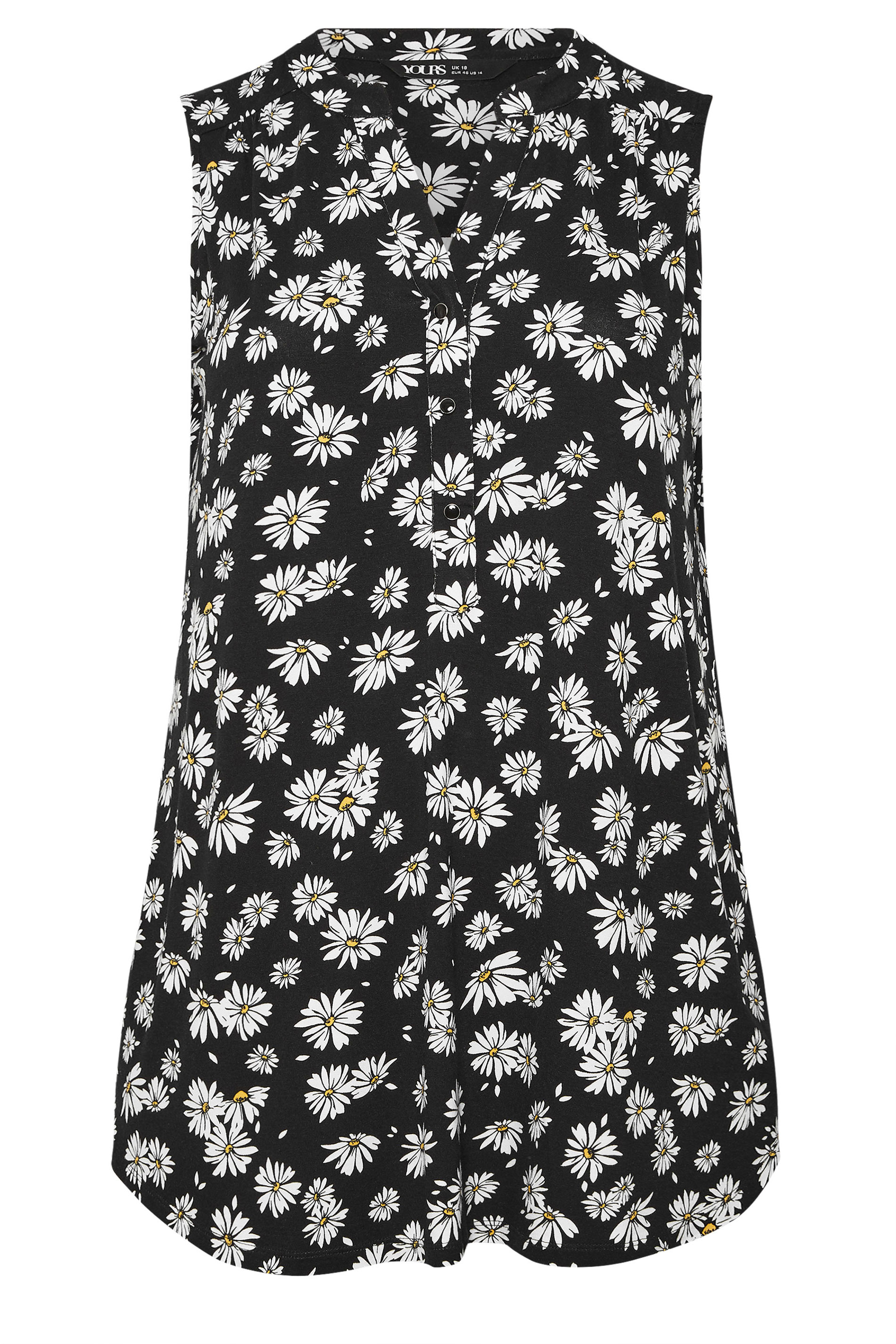 YOURS Plus Size Black Daisy Floral Sleeveless Blouse | Yours Clothing 5