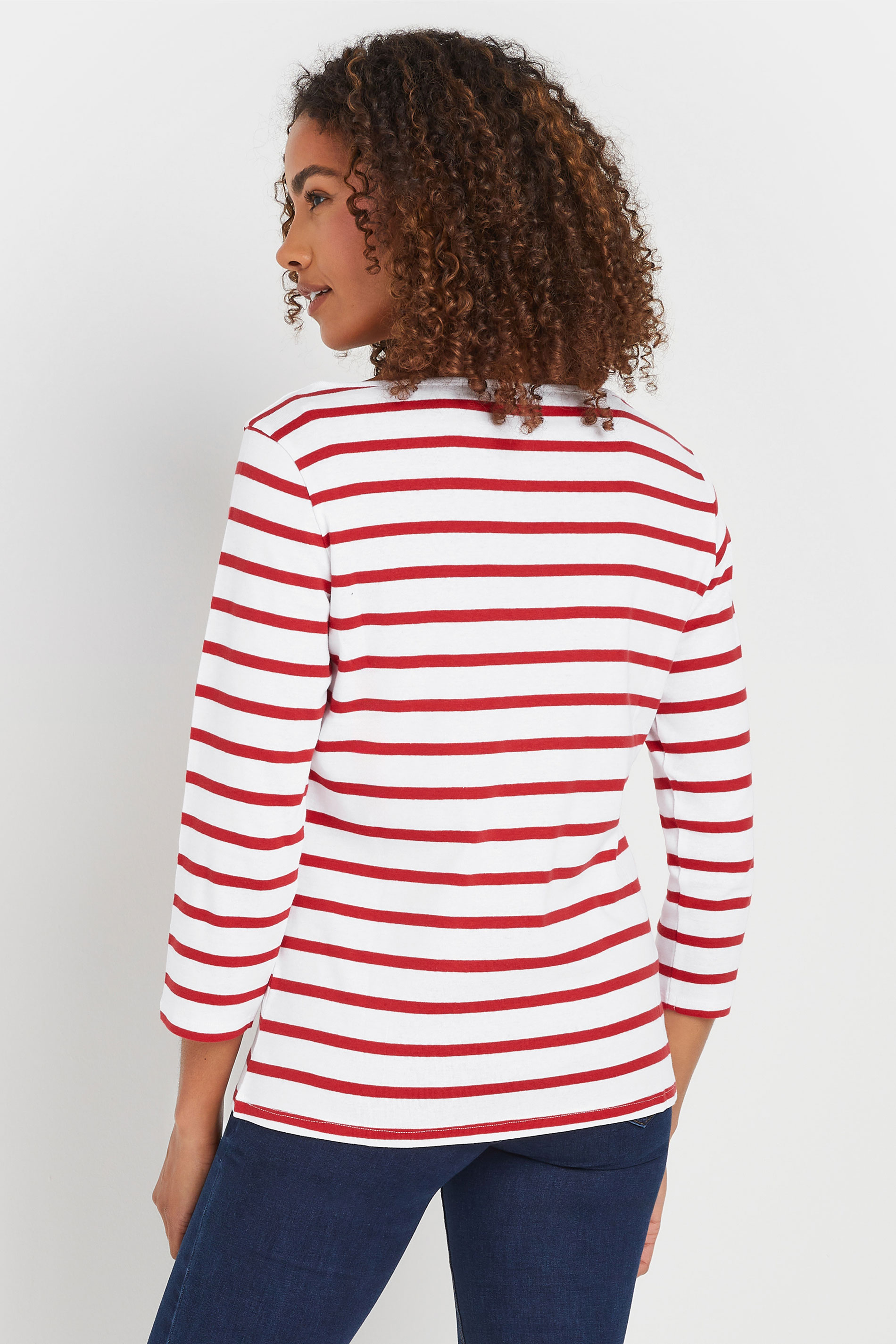 M&Co Red & White Cotton Striped Top | M&Co 2