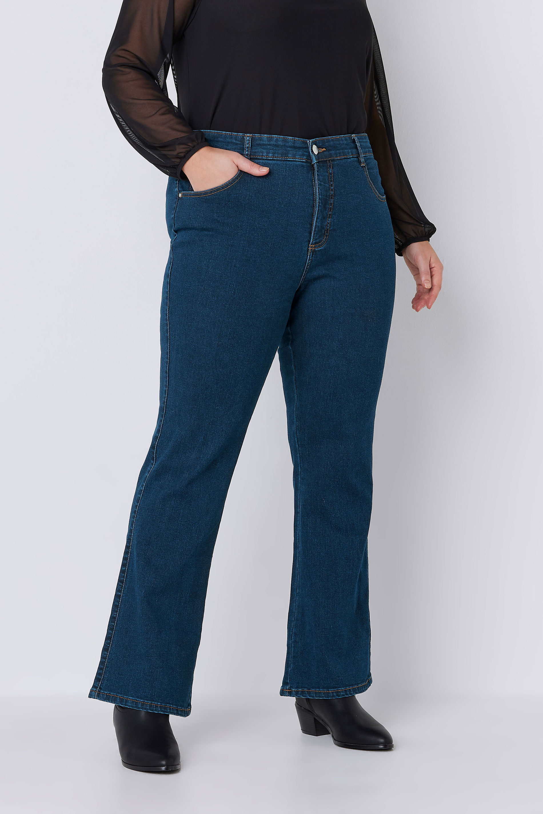 EVANS Plus Size Curve Fit Indigo Bootcut Jeans | Evans 3