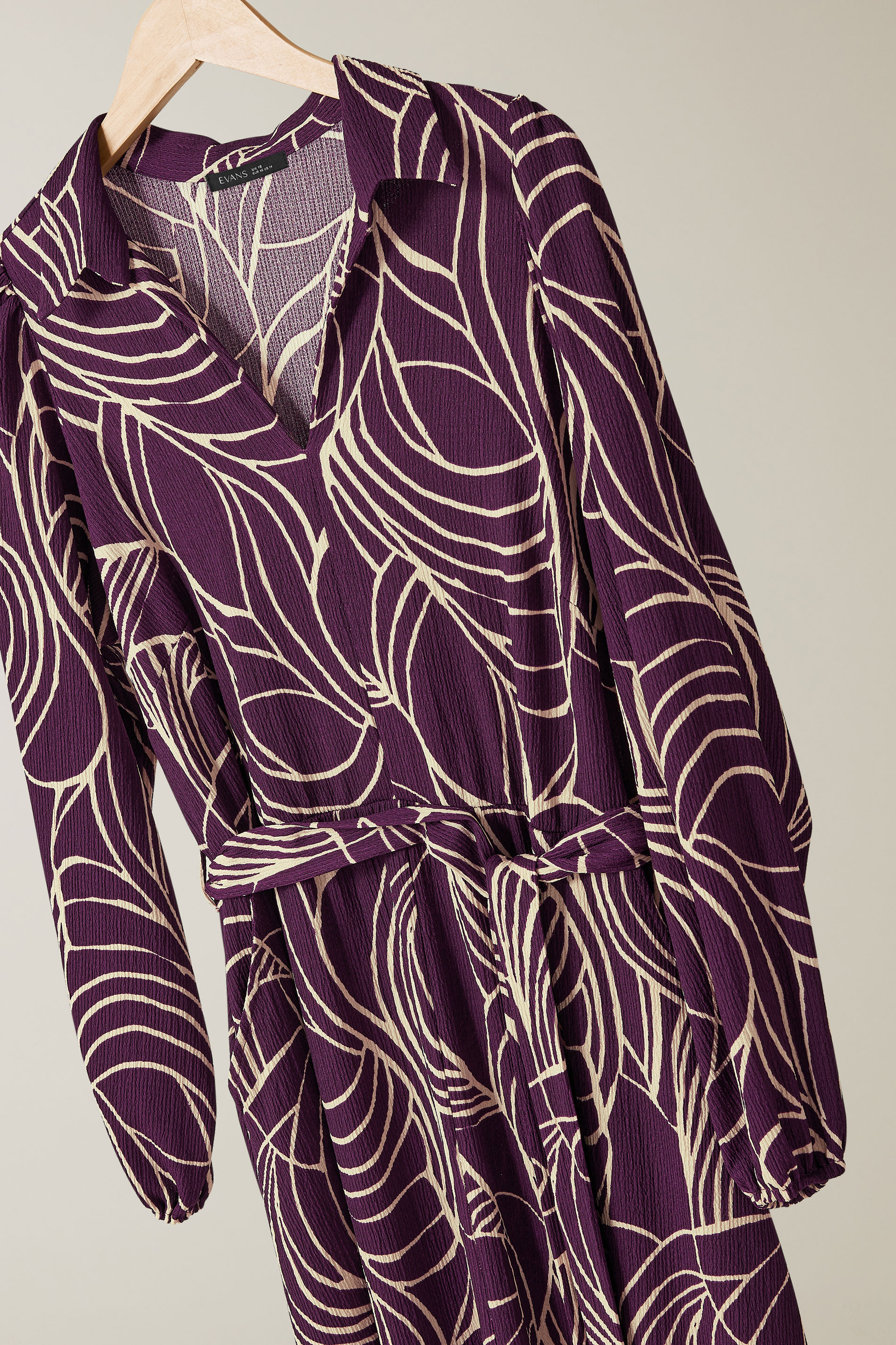 EVANS Plus Size Purple Linear Print Belted Shirt Dress | Yours Clothing 6