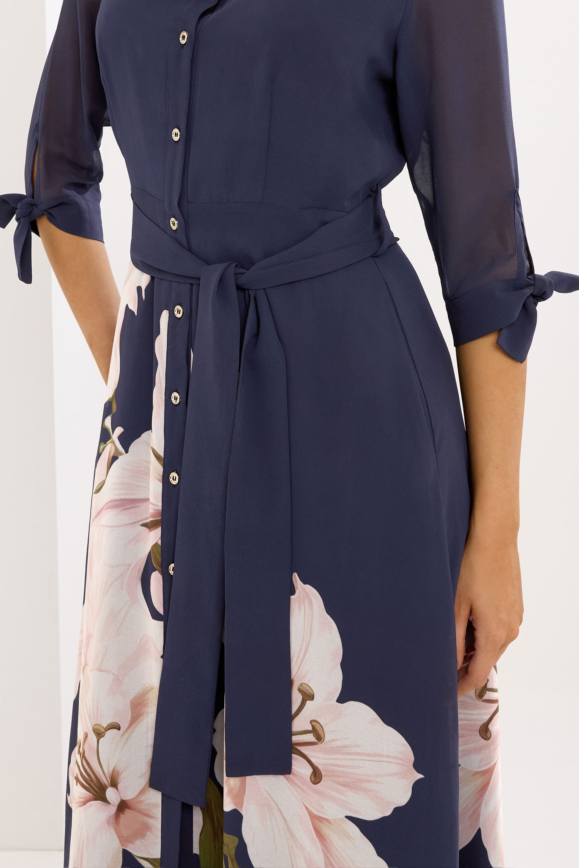 STAR Navy Blue Floral Print Shirt Dress | StarByJM 4