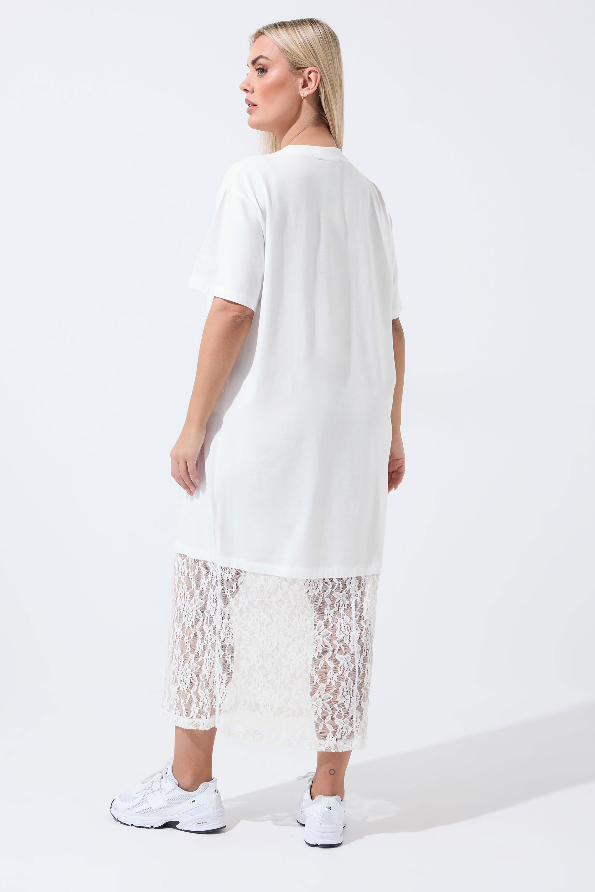 LIMITED COLLECTION Plus Size White Lace Trim Dress | Yours Clothing 2