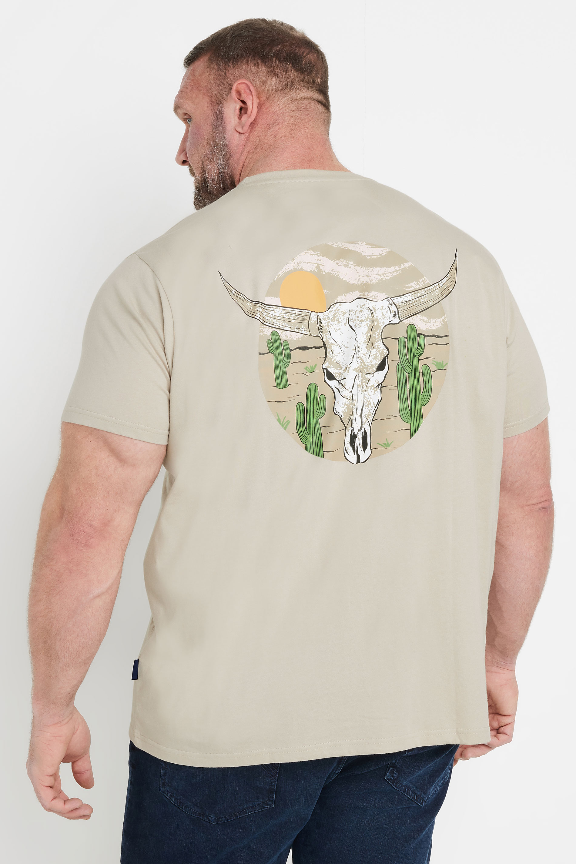 BadRhino Big & Tall Natural Brown Cow Skull Graphic T-Shirt | BadRhino 2